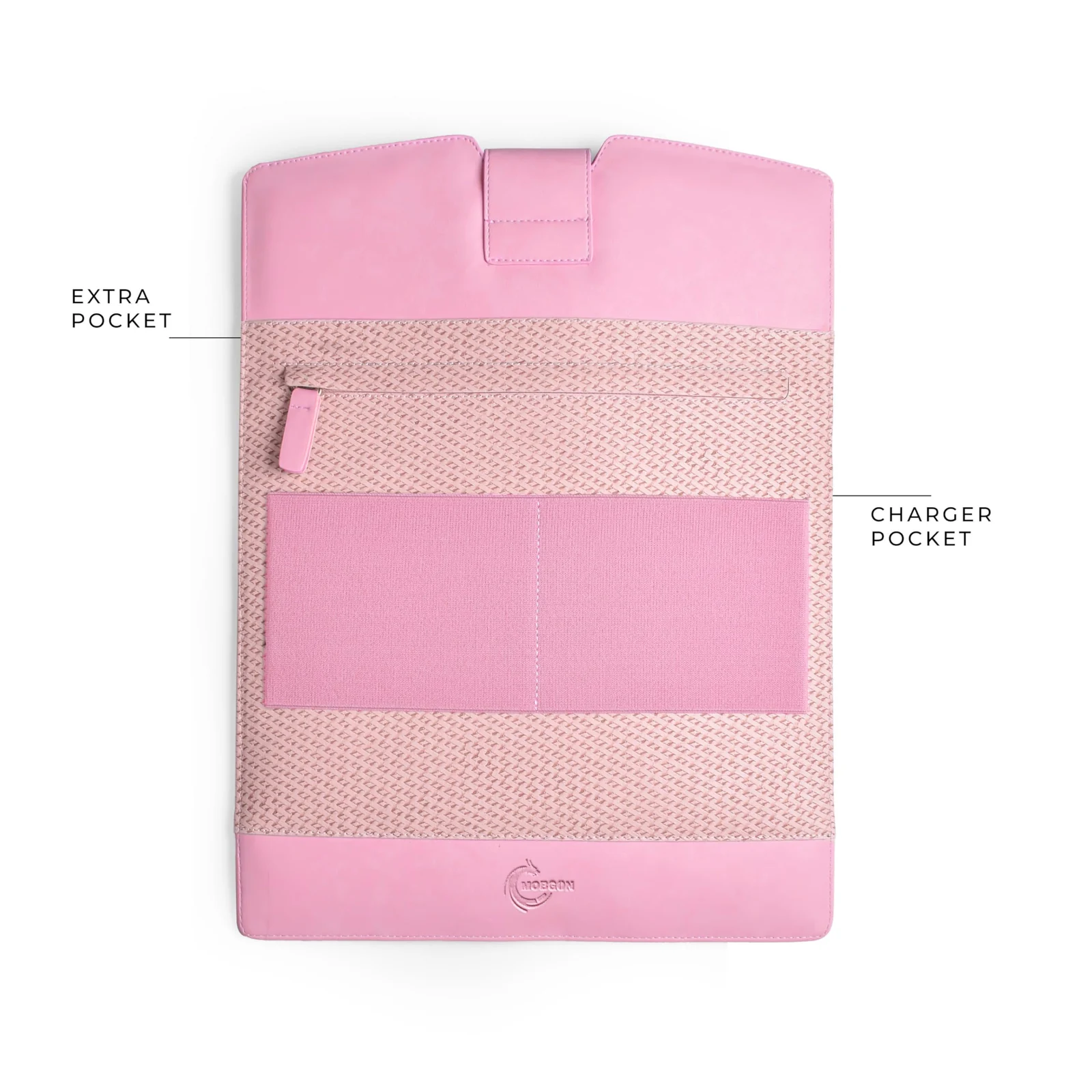 Mobigon Professional Laptop Sleeve for 14-inch Laptops, Premium Synthetic Leather Business Case, Portable Carrying Bag Compatible for iPad, Tablet, Lenovo, HP, Dell, Asus, MacBook - Dusty Pink