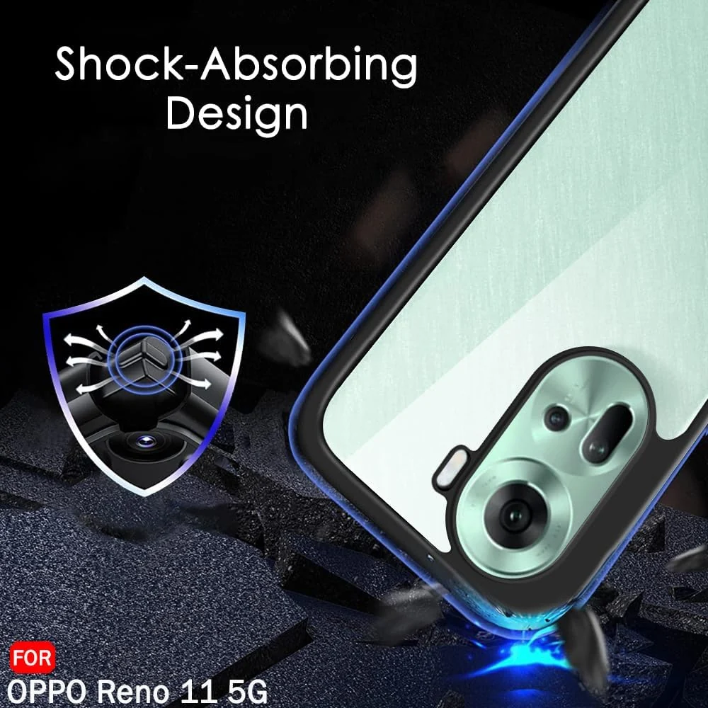 DL3 Mobilak Clear TPU Case for OPPO Reno 11 5G, Camera protection, Shock-absorbing protection, Scratch-resistant surface - Black