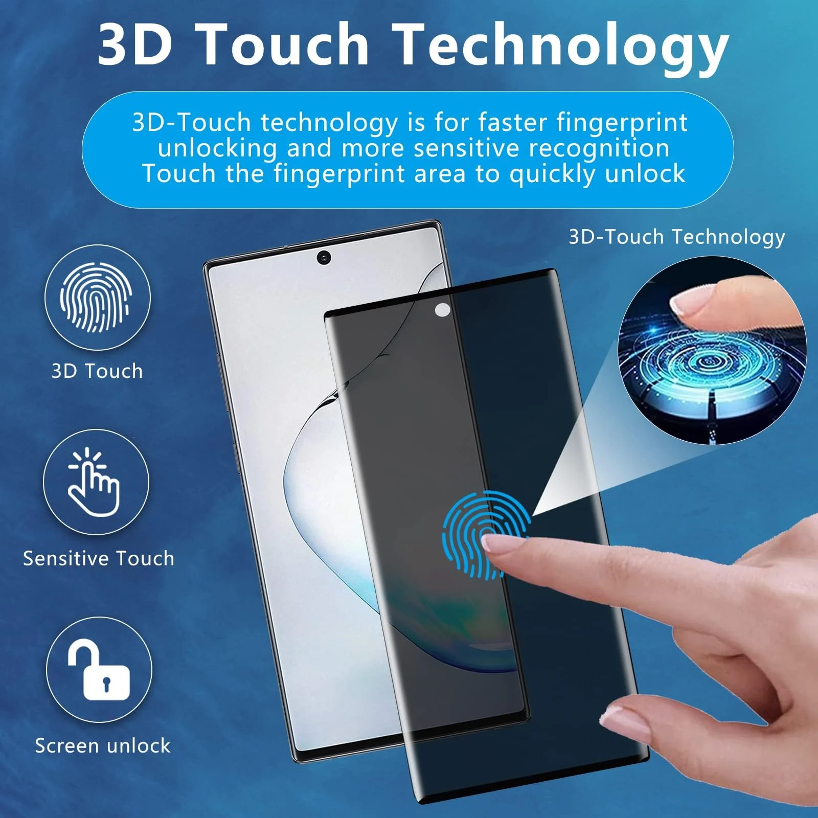 DL3 Mobilak Screen Protector for Samsung Galaxy Note 10+ Plus 5G UV Glass Fingerprint Reader Support 3D Curved Anti-Spy Tempered Glass Screen Protector With Back Screen Carbon Fibre - Privacy