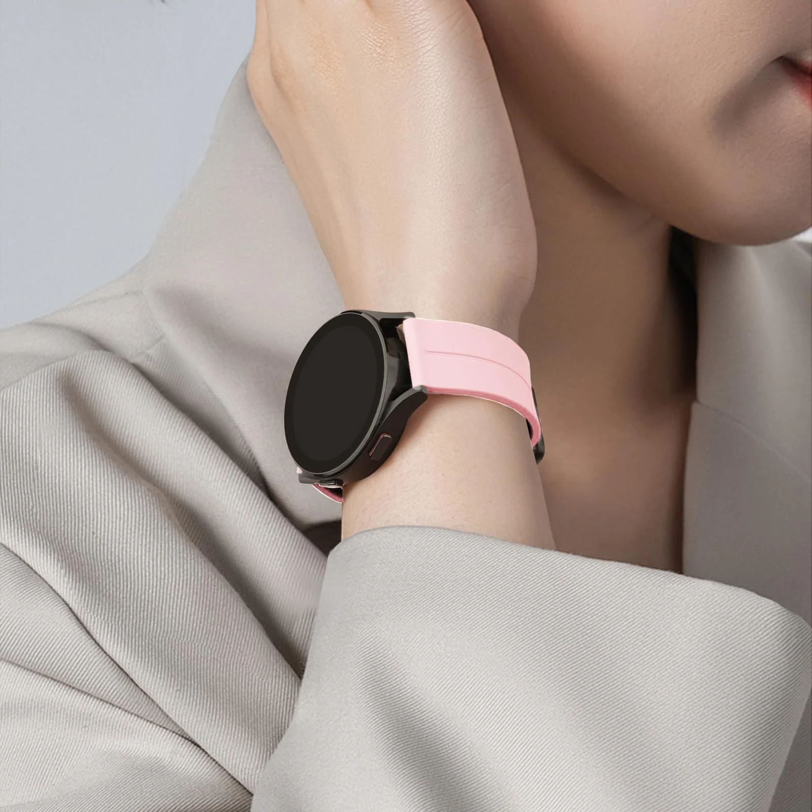 DL3 Mobilak 22MM Silicone Band Magnetic Clasp Strap For Xiaomi Redmi Watch 5 Active/5 Lite/Samsung Galaxy Watch 46mm/Watch 3 45mm/Gear S3/Huawei watch (GT6 GT5 GT4 GT3 GT2 GT 46MM)/GT6 Pro/Amazfit GTR4 (Ice) - Ice Pink