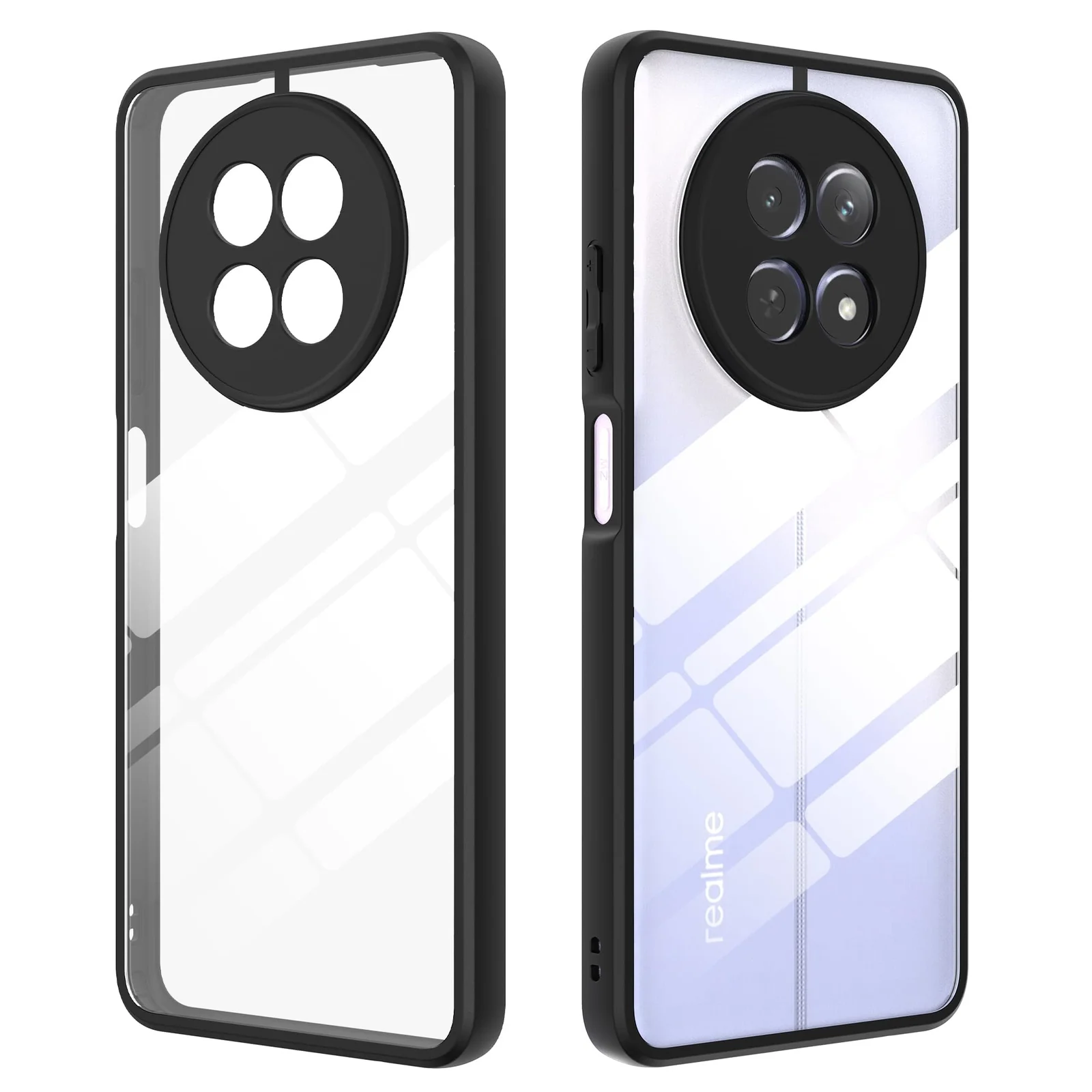 DL3 MOBILAK Compatible with Realme 13 5G/Realme 12 5G/12X 5G Case Transparent,Military-Grade Shockproof Anti-Yellowing, Slim Protective Phone Case Full Bumper Cover With Camera Lens Protective - Black
