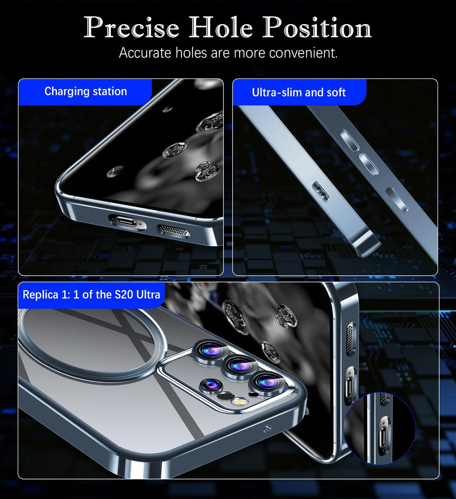 DL3 Mobilak Samsung Galaxy S20 Ultra Case, [Full Camera Cover Protection] [Compatible with MagSafe] Magnetic Metallic Glossy Slim Clear Luxury Soft Shockproof Case - Sierra Blue
