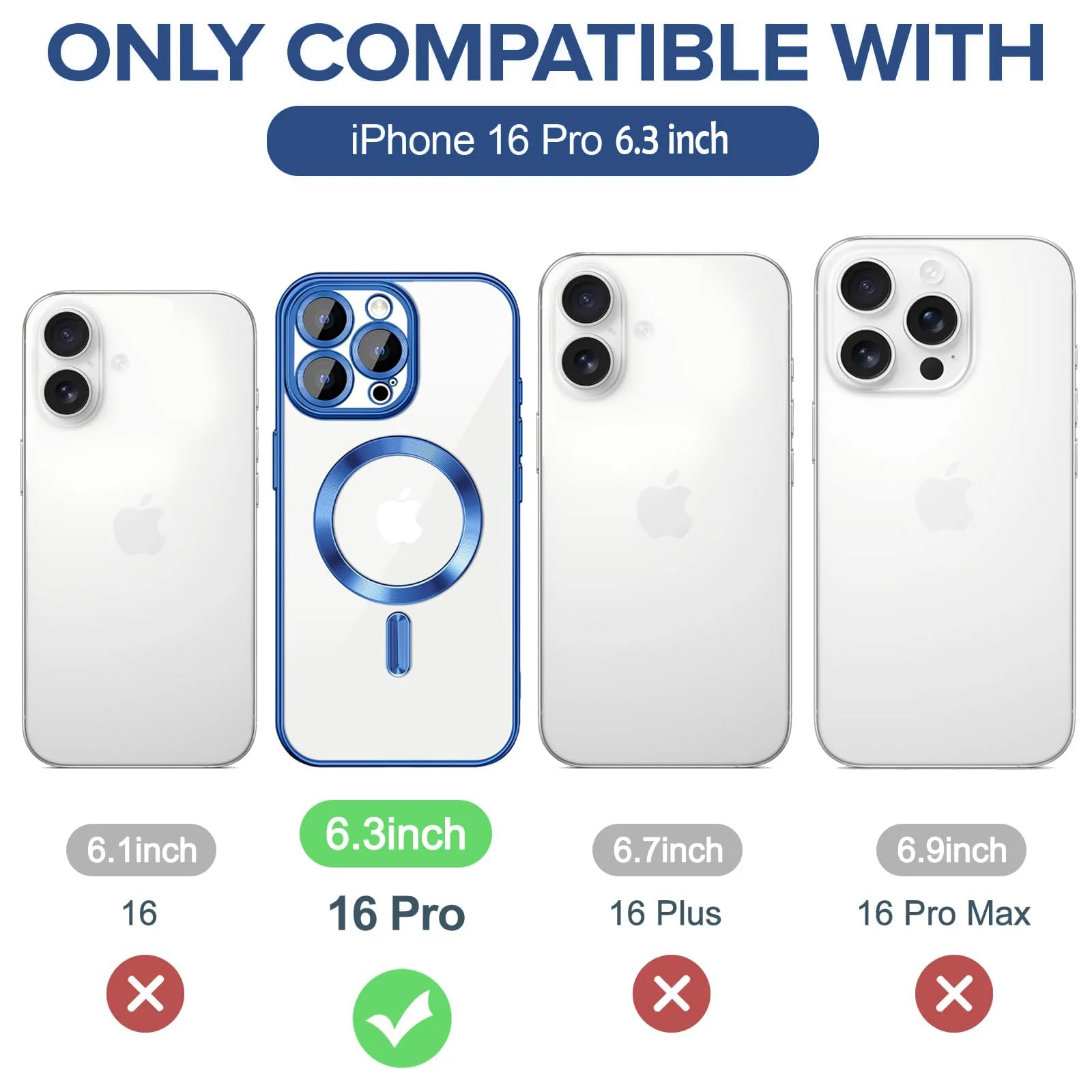 DL3 Mobilak Plated-Edge Protective Case for iPhone 16 Pro 6.3-Inch, Compatible with MagSafe accessories, Supports wireless charging, Shock-absorbing protection - Blue