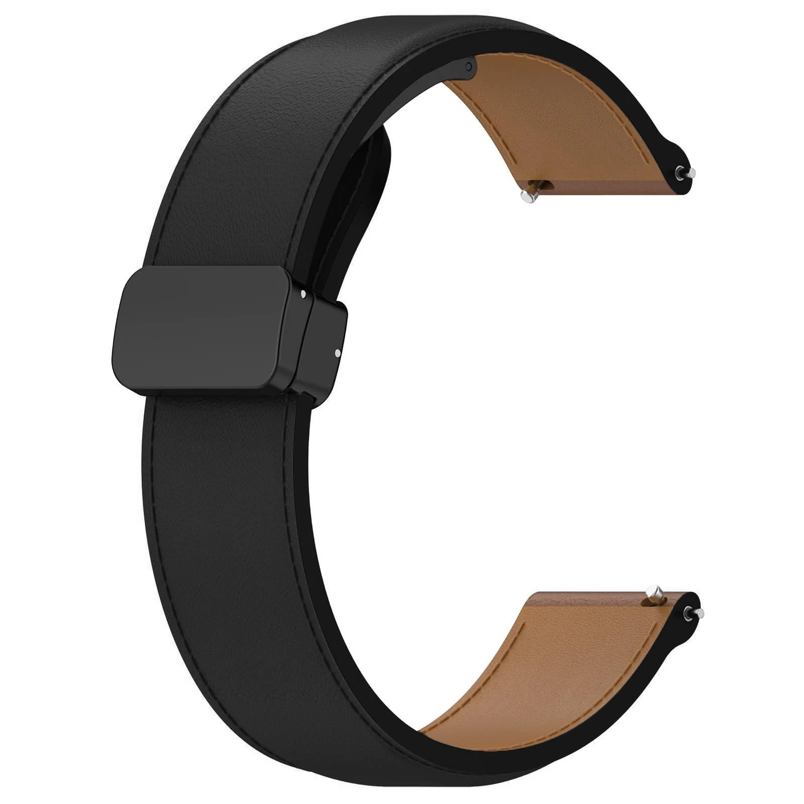 DL3 Mobilak Leather Bands 20MM Compatible with Samsung Gear Sport/Watch 6/5/4 40mm 44mm/Watch 6 Classic 43mm 47mm/ 5 Pro 45mm/S2 classic, Leather Magnetic Buckle Design Strap For active2 - Black