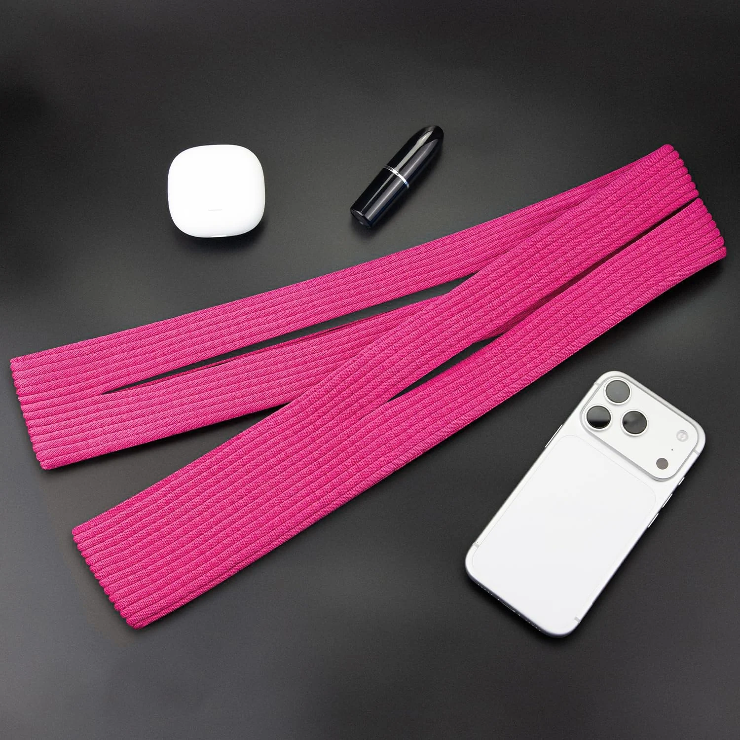 DL3 Mobilak Phone Pocket Lanyard Crossbody Strap 80cm, Universal Stretch Knit Mobile Holder Pouch, Hands-Free Shoulder Phone Bag for iPhone & All Smartphones, Lightweight Minimalist Design - Pink