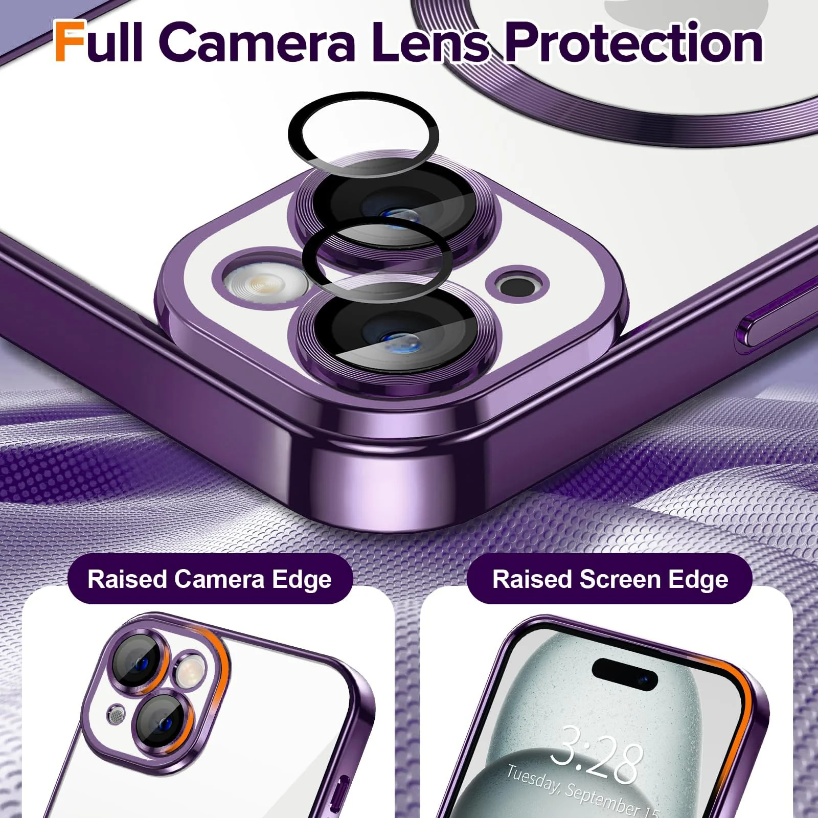 DL3 MOBILAK MagSafe Phone Case with Camera Lens Protector for Apple iPhone 14, Deep Purple