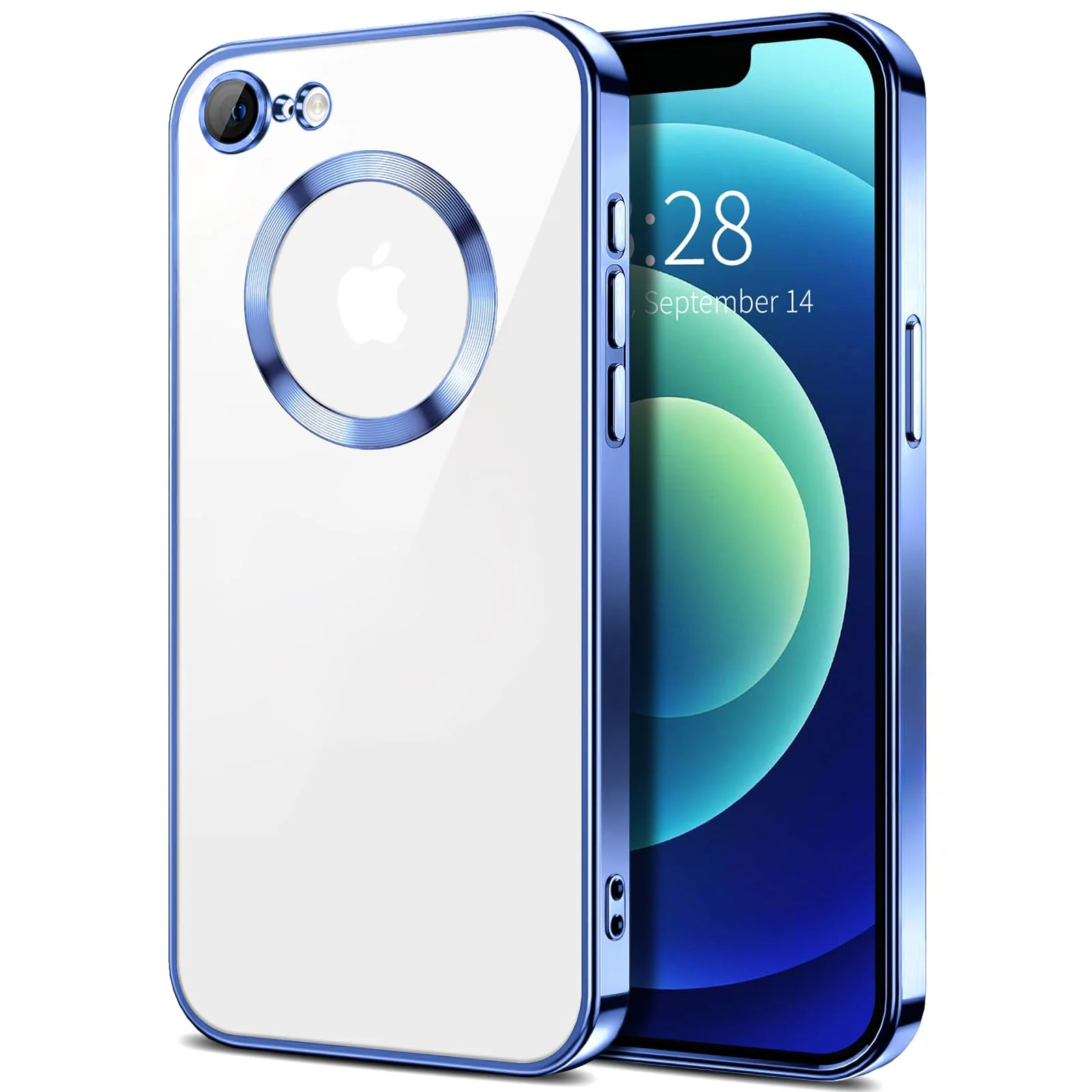 DL3 Mobilak Plated-Edge TPU Protective Case with Camera Protection for iPhone 7 / 8, iPhone SE 2022, SE 2020 - Steel Blue