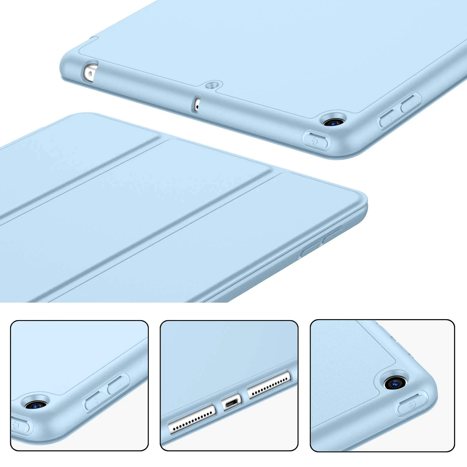 DL3 Mobilak Case For iPad 9.7-inch, (2018/2017), iPad Pro 9.7 Inch 2016, iPad Air 2nd/1st Smart Cover with Pencil Holder and Soft Silicone Back, Full Body Protection, Auto Wake/Sleep - Sky Blue