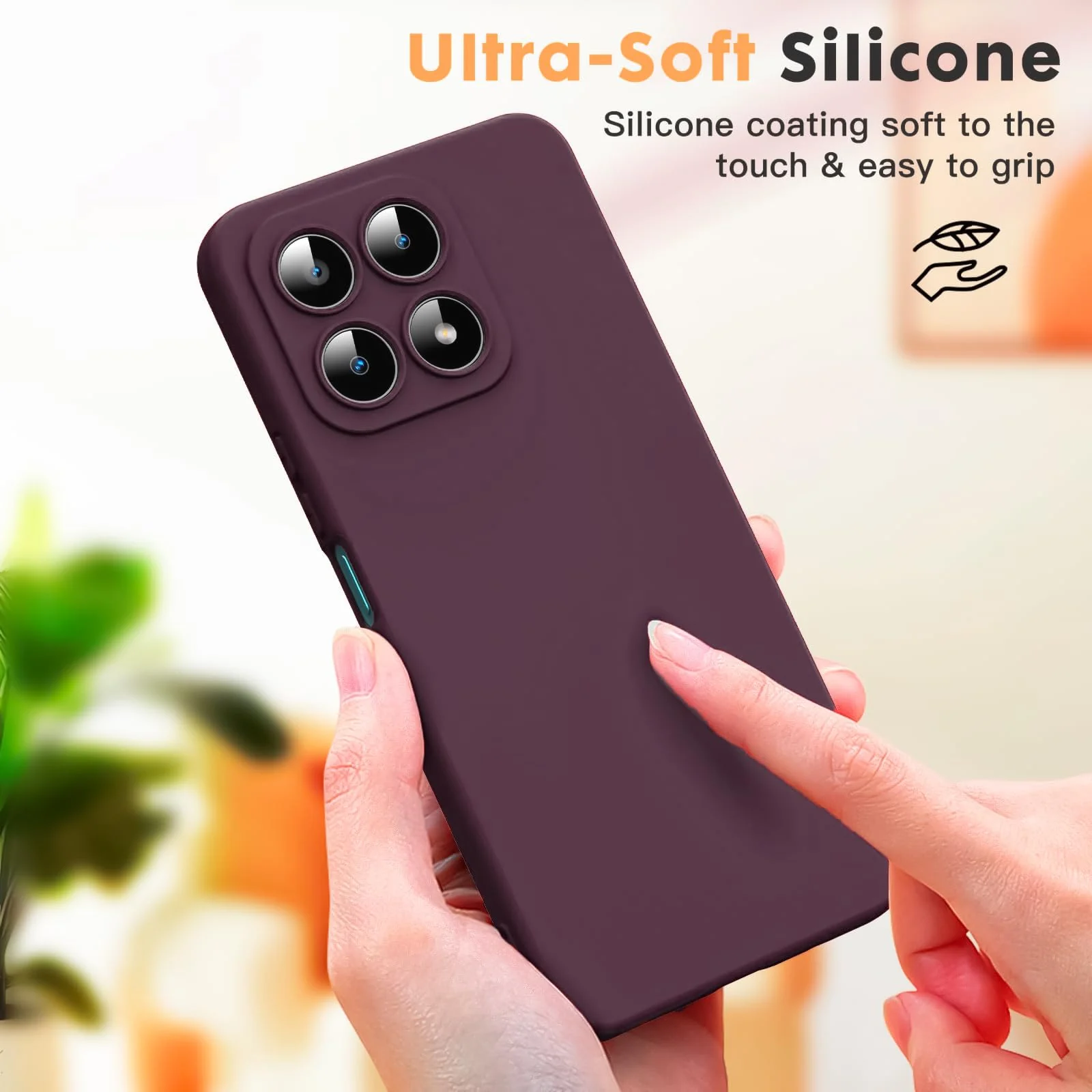 DL3 Mobilak Liquid Silicone Protective Case with Soft Microfiber Lining with Full Camera Protection for Honor X8A - Wine Red