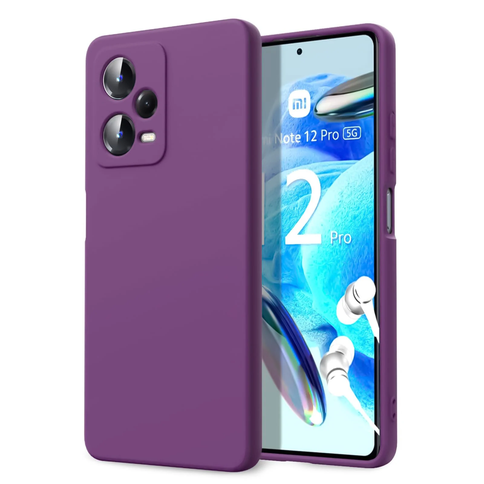 DL3 Mobilak Liquid Silicone Protective Case with Soft Microfiber Lining with Full Camera Protection for Xiaomi Redmi Note 12 Pro Plus 5G - Violet