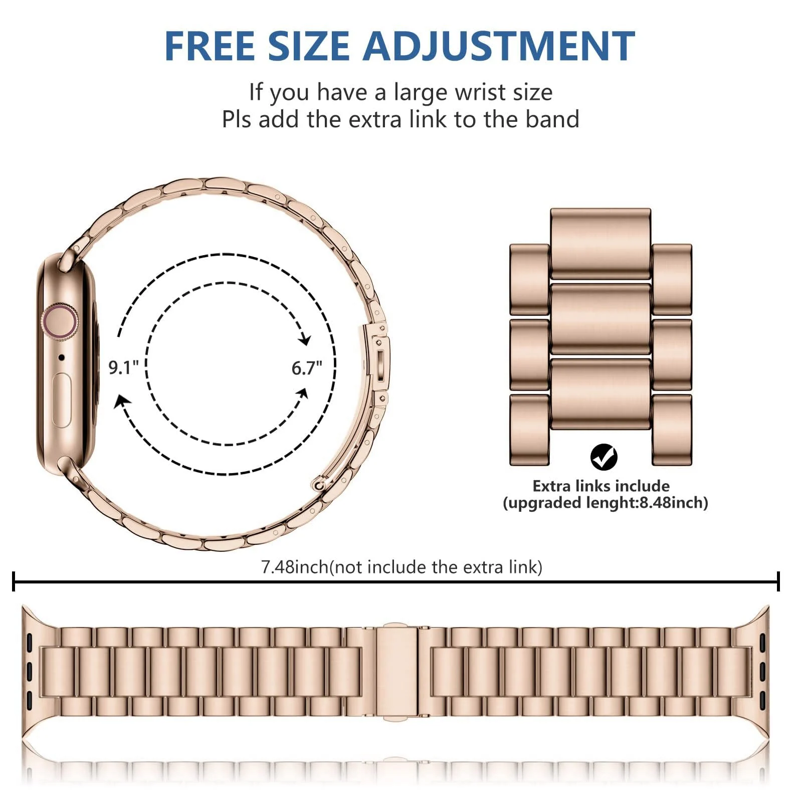 DL3 Mobilak Stainless Steel Band with Case Compatible with Apple Watch Ultra 49mm, Men Woman Business Metal Strap with Protective Bumper Cover for Apple Watch Ultra 2 Ultra 49mm - Rose Gold