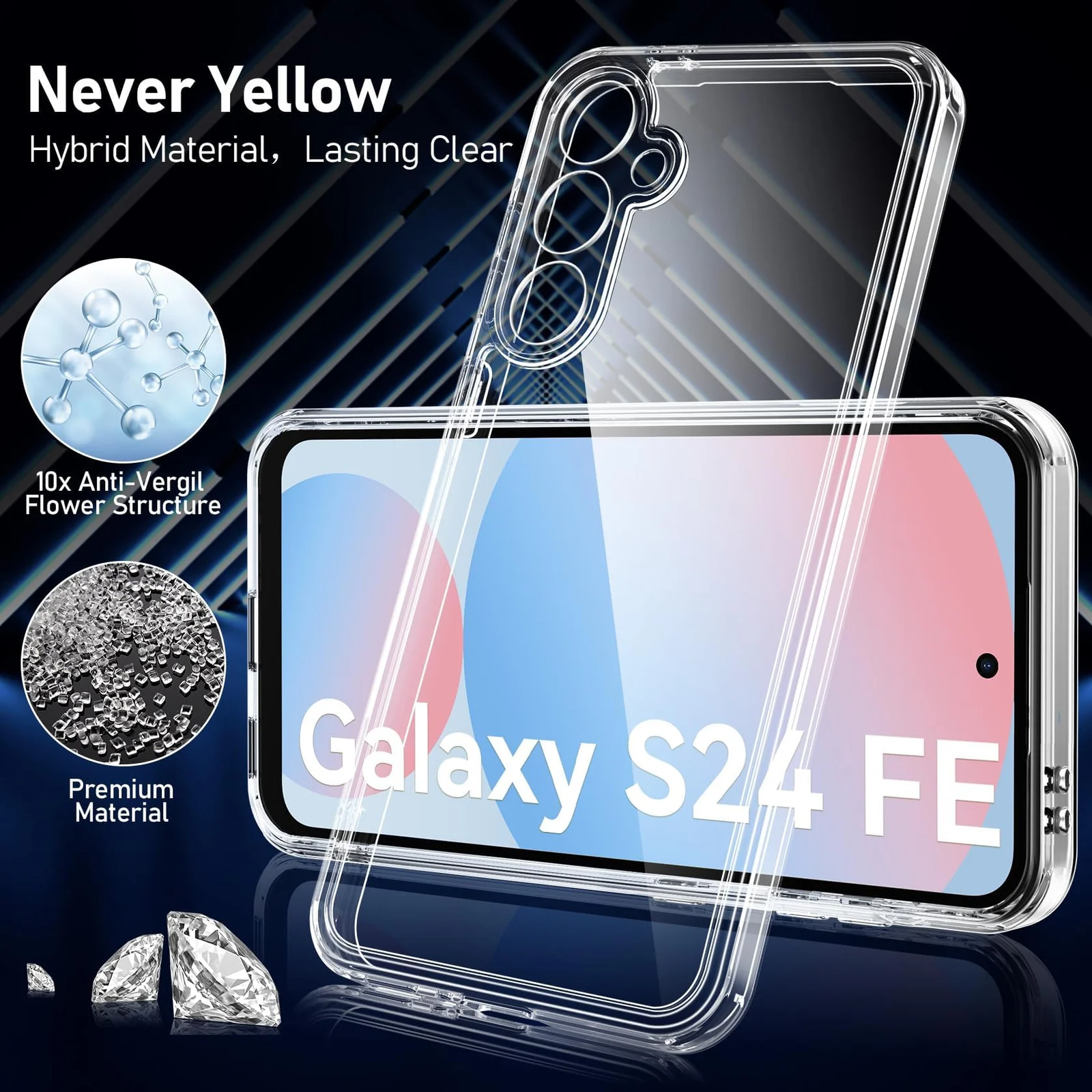 DL3 Mobilak Case Compatible with Samsung Galaxy S24 FE 5G Case Crystal Soft TPU Gel Case Flexible Silicone Anti-Scratch Camera Protection TPU Cover - Clear