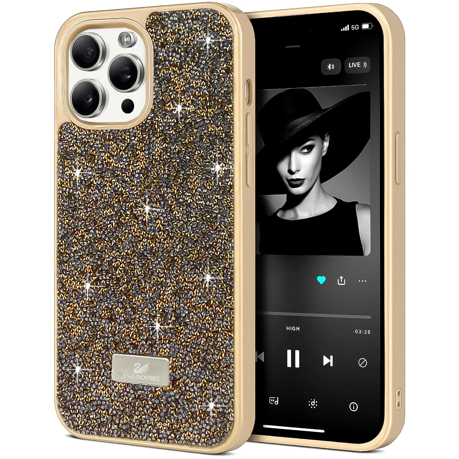 iPhone 16 Pro Max 6.9-Inch Case Glitter / Sparkle Diamond Crystal Bling Case with Bling / Ultra Thin — DL3 Mobilak Glitter Protective Case for iPhone 16 Pro Max 6.9-Inch, Supports wireless charging, Shock-absorbing protection, Scratch-resistant surface