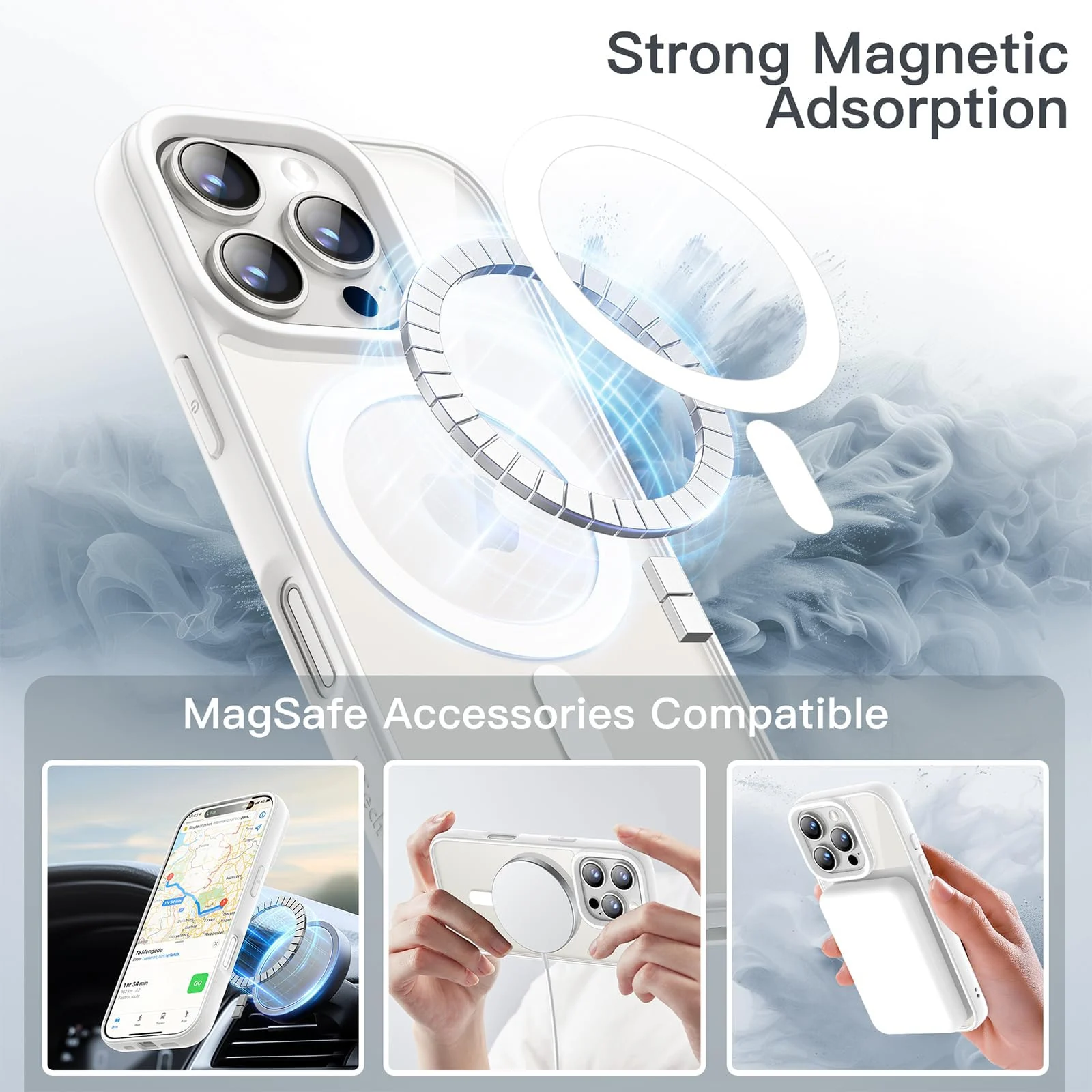 DL3 Mobilak Translucent Matte Case for iPhone 16 Pro Max 6.9-Inch Compatible with, Compatible with MagSafe accessories, Shock-absorbing protection, Scratch-resistant surface - White