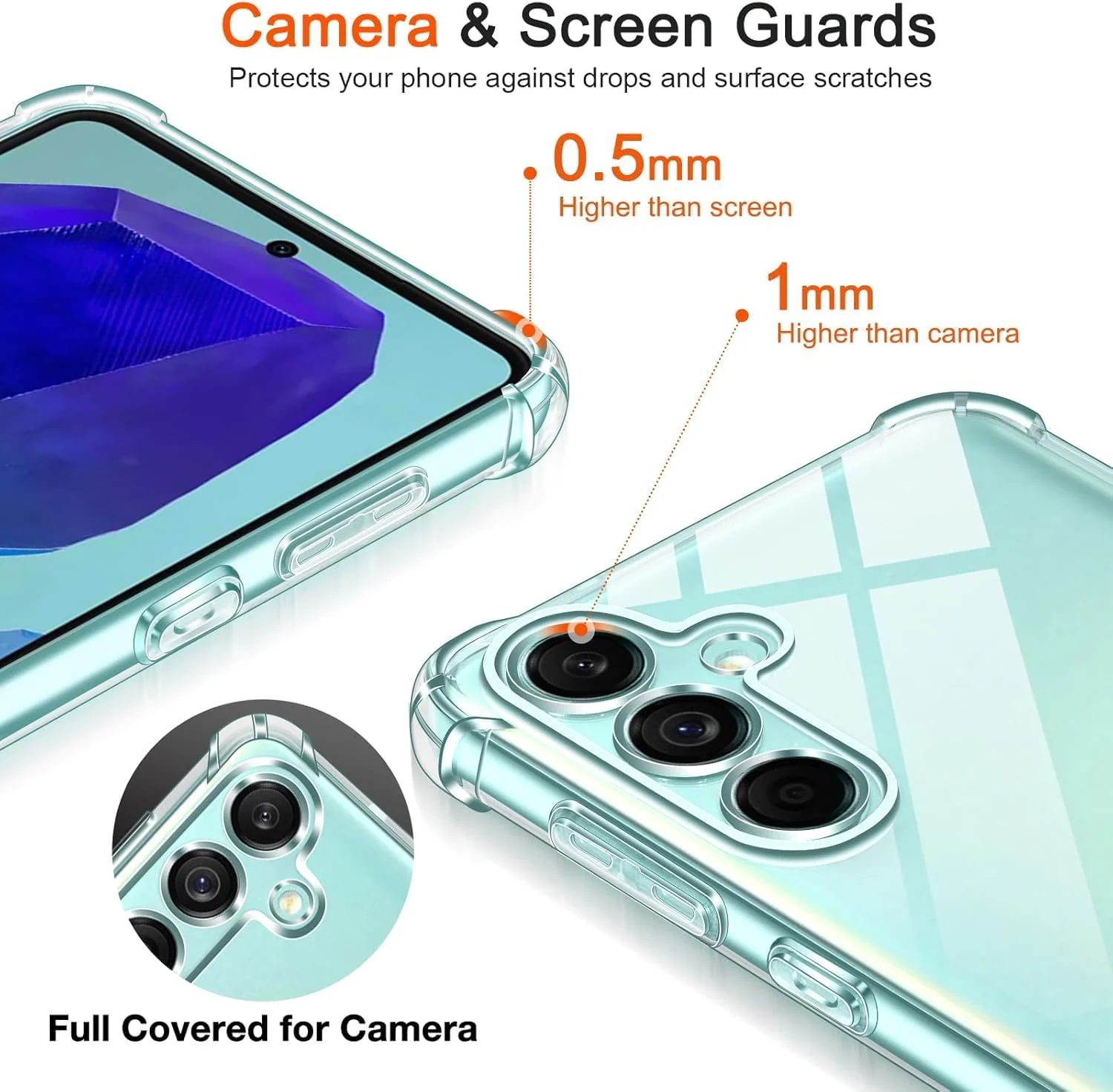 DL3 Mobilak Case Compatible with Samsung Galaxy M55 5G, Cover Silicone TPU Gorilla Anti-shock Protector Camera Shockproof Corners - Clear