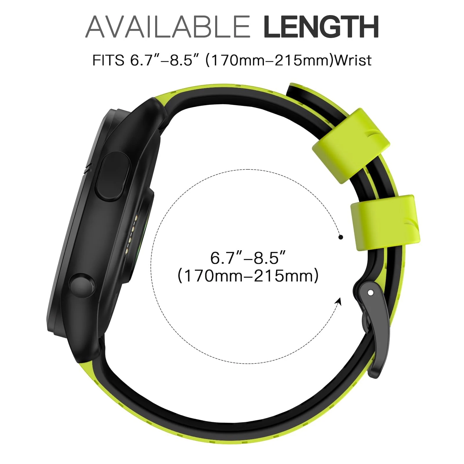 DL3 Mobilak Silicone Sport Band 22MM Strap For Xiaomi Redmi Watch 5 Active/5 Lite/Samsung Galaxy Watch 3 45mm/Watch 46mm/Gear S3/Huawei watch GT5 GT4 GT3 GT2 GT 46MM/GT2E/GT3 Pro/GT 5 Pro - Lime/black