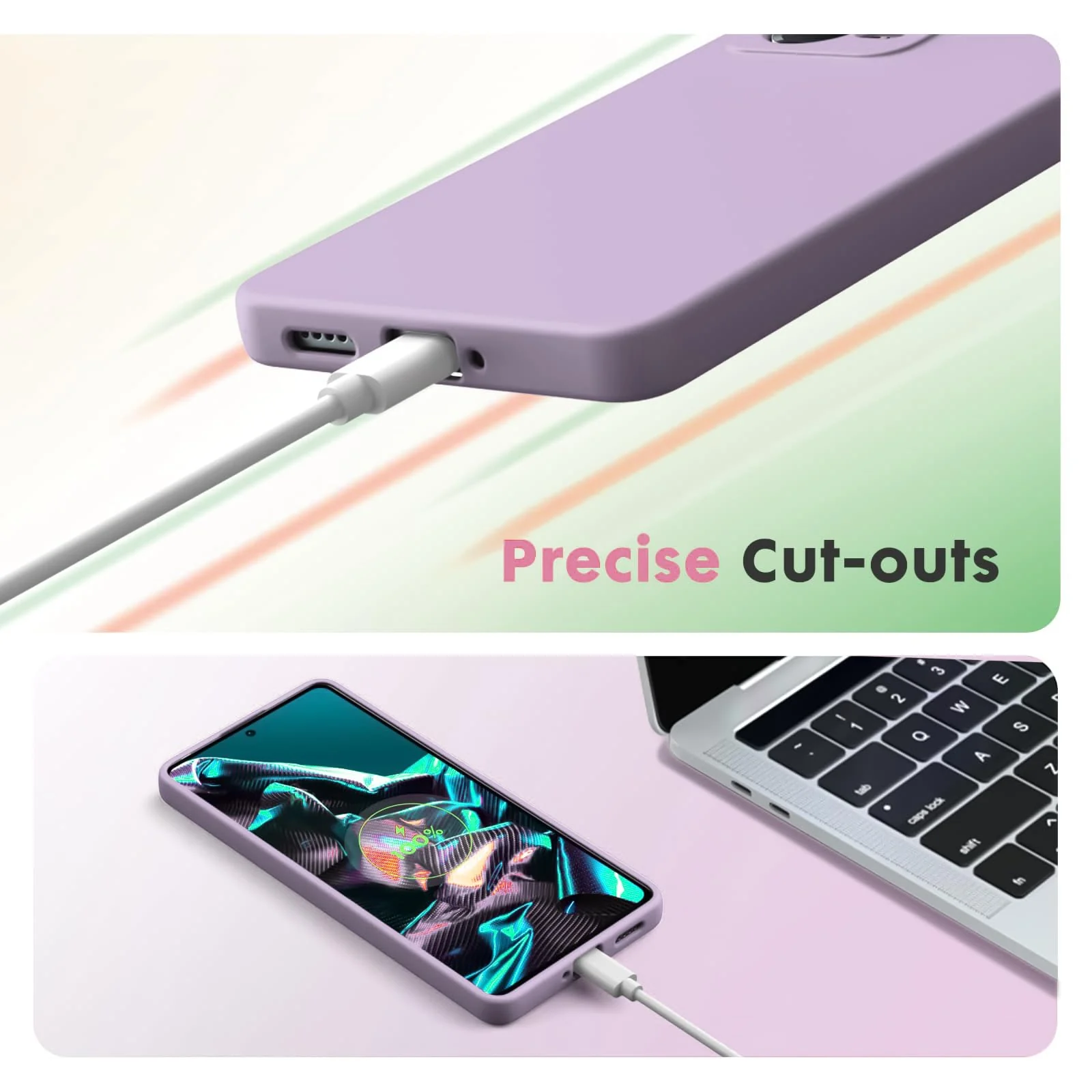 DL3 Mobilak Soft Silicone Protective Case for POCO X5 Pro 5G with Microfiber Lining and Shockproof Design - Lavender