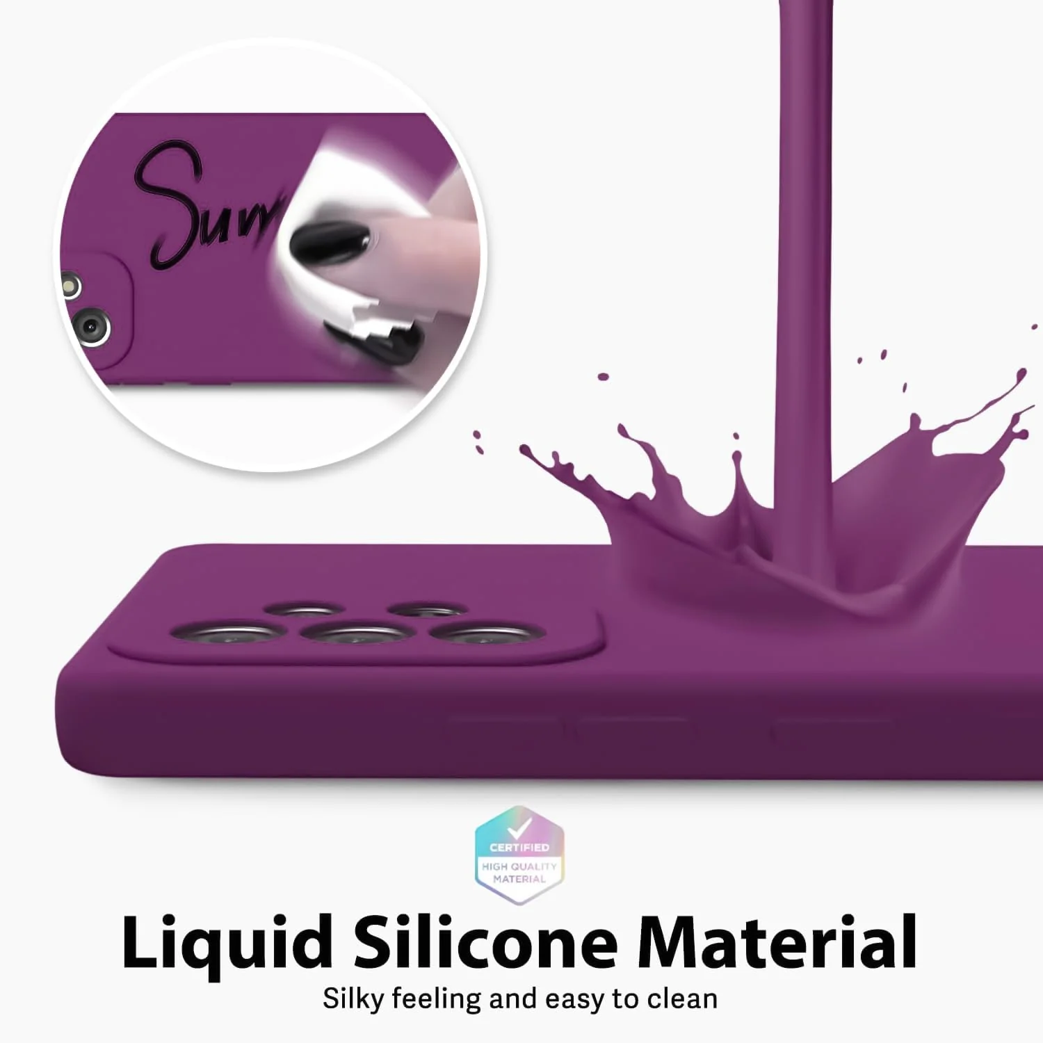 DL3 Mobilak Soft Silicone Protective Case for Samsung Galaxy A72 with Microfiber Lining and Shockproof Design - Violet