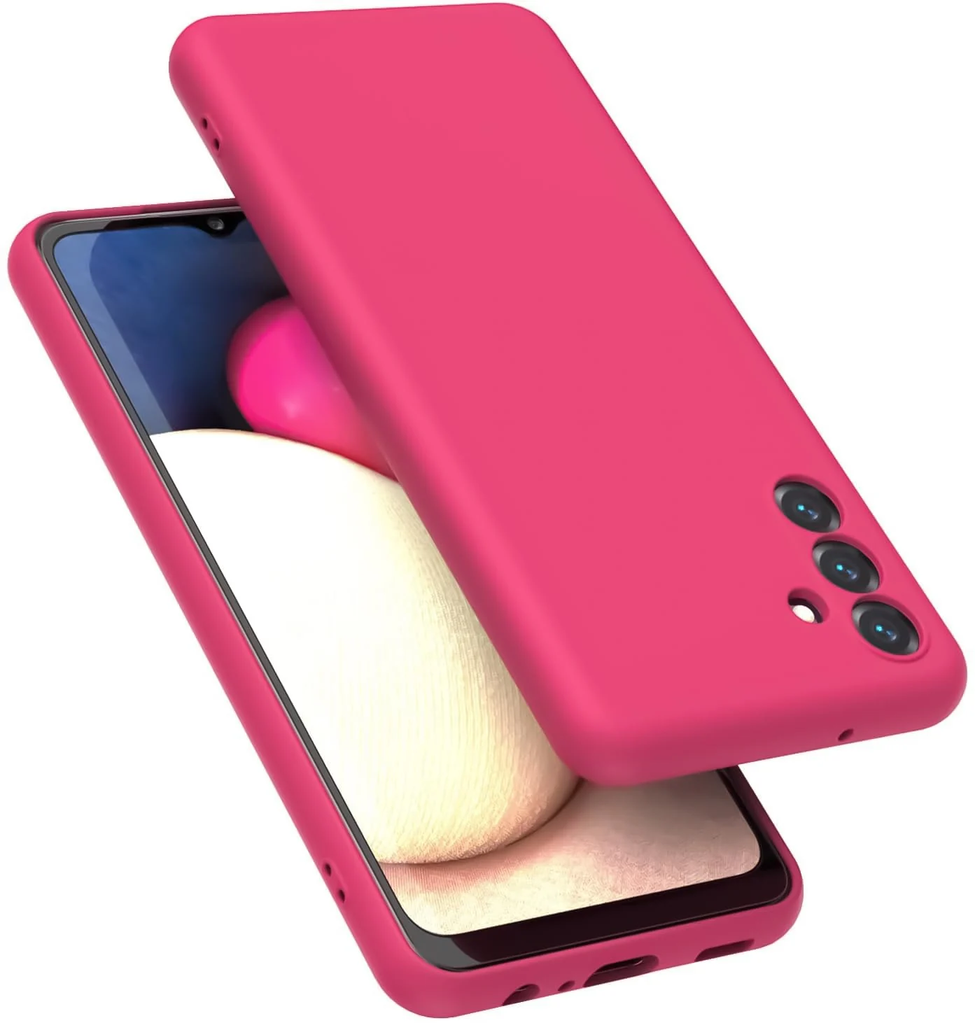 DL3 Mobilak Soft Silicone Protective Case for Samsung Galaxy A15 with Microfiber Lining and Shockproof Design - Hot Pink
