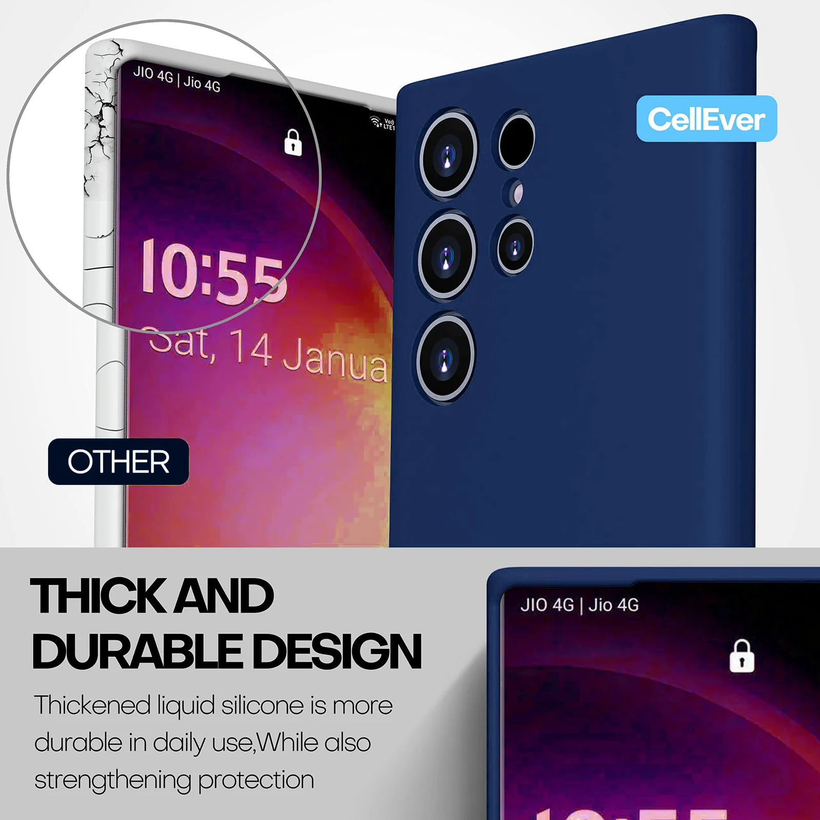 DL3 Mobilak Samsung Galaxy S24 Ultra Case, Soft Flexible Silicone Gel Rubber Bumper Cover, Full Body Shockproof Protective Phone Case - Blue