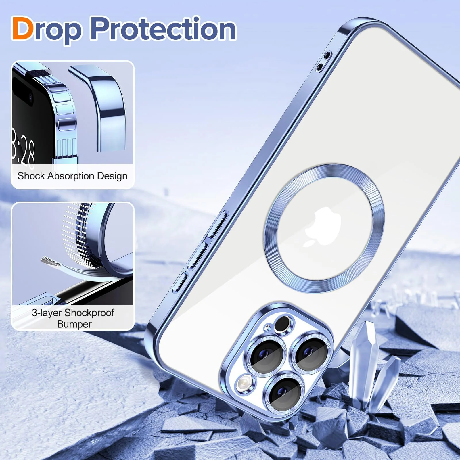 DL3 Mobilak Plated-Edge TPU Protective Case with Camera Protection for iPhone 16 Pro - Steel Blue