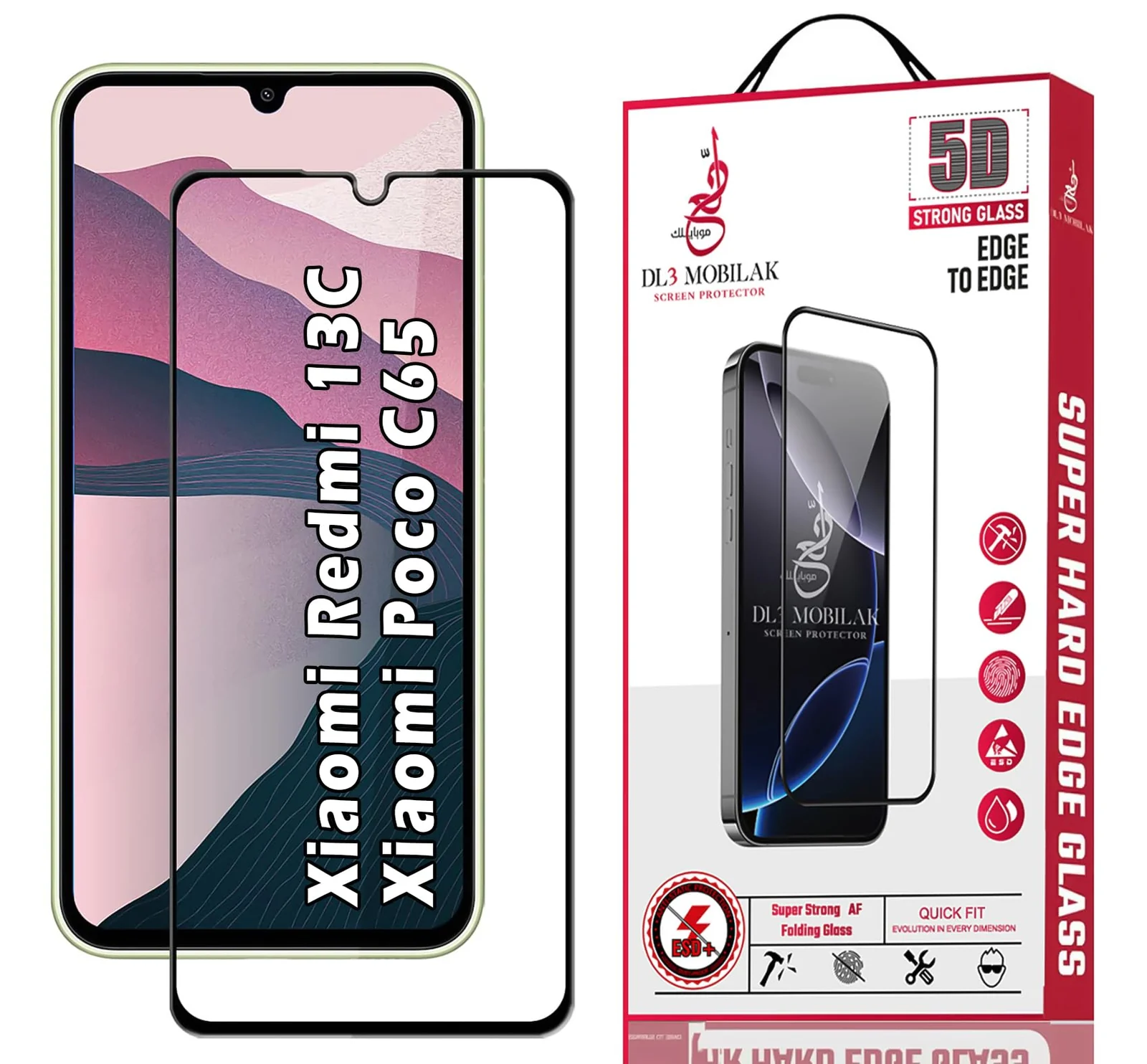 DL3 Mobilak for Xiaomi Redmi 13C / Poco C65 Tempered Glass Screen Protector, 9H Hardness Anti-Scratch Tempered Glass flim, Case Friendly, Anti-Scratch - Clear