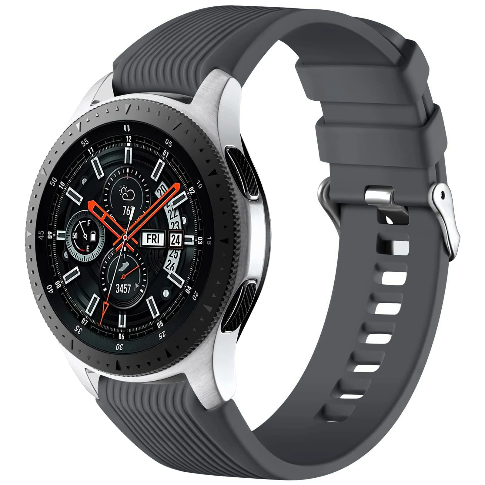 DL3 MOBILAK Silicone Bands 22MM Strap Compatible with Samsung galaxy watch3 45mm/galaxy 46mm/Gear S3/Huawei watch GT3 46MM/GT2E/GT2 Pro/GT GT2 46MM/Honor Magic Watch2 46mm/Compatible - Dark Gray