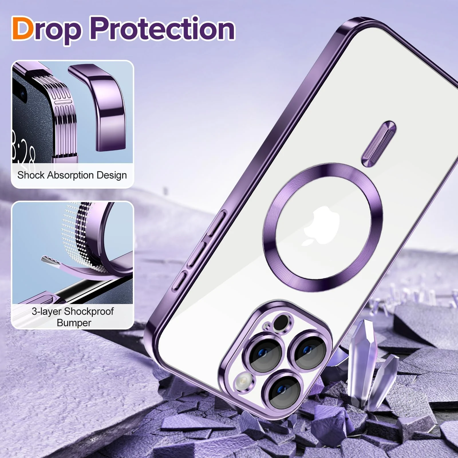 DL3 Mobilak Plated-Edge Protective Case for iPhone 11 Pro (5.8 Inch) Compatible with, Compatible with MagSafe accessories, Supports wireless charging, Camera protection - Purple