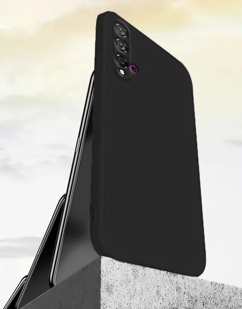 DL3 Mobilak Liquid Silicone Case for Huawei nova 5T, Shock-absorbing protection, Scratch-resistant surface, Soft microfiber lining - Black