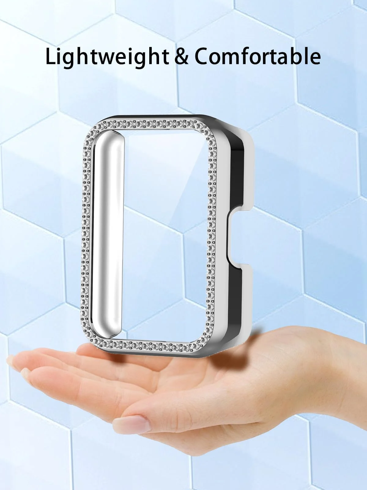DL3 Mobilak Compatible with Huawei Watch Fit Case Replacement Bling Crystal Protector Case Cover Frame Plating Metal Color PC Shockproof Case Guard Thin Bumper Shell for Huawei Watch Fit - Silver