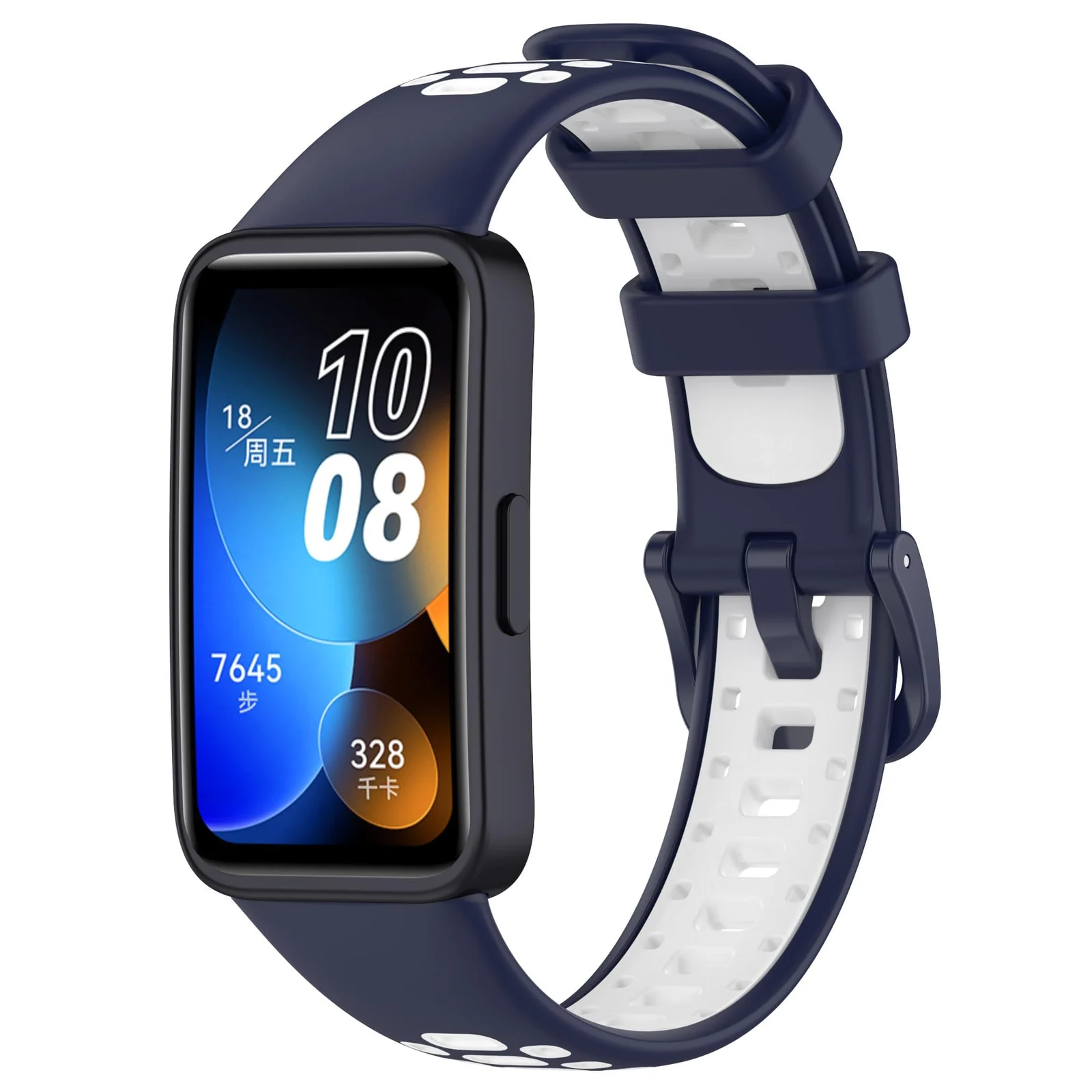 DL3 Mobilak Strap for HUAWEI Band 9 / HUAWEI Band 8 Replacement Band, Silicone Belt, Soft, Waterproof, Sweatproof, Easy to Put on and Take Off, HUAWEI Band 8/Band 9 Replacement Strap, Sport Band - Blue & White