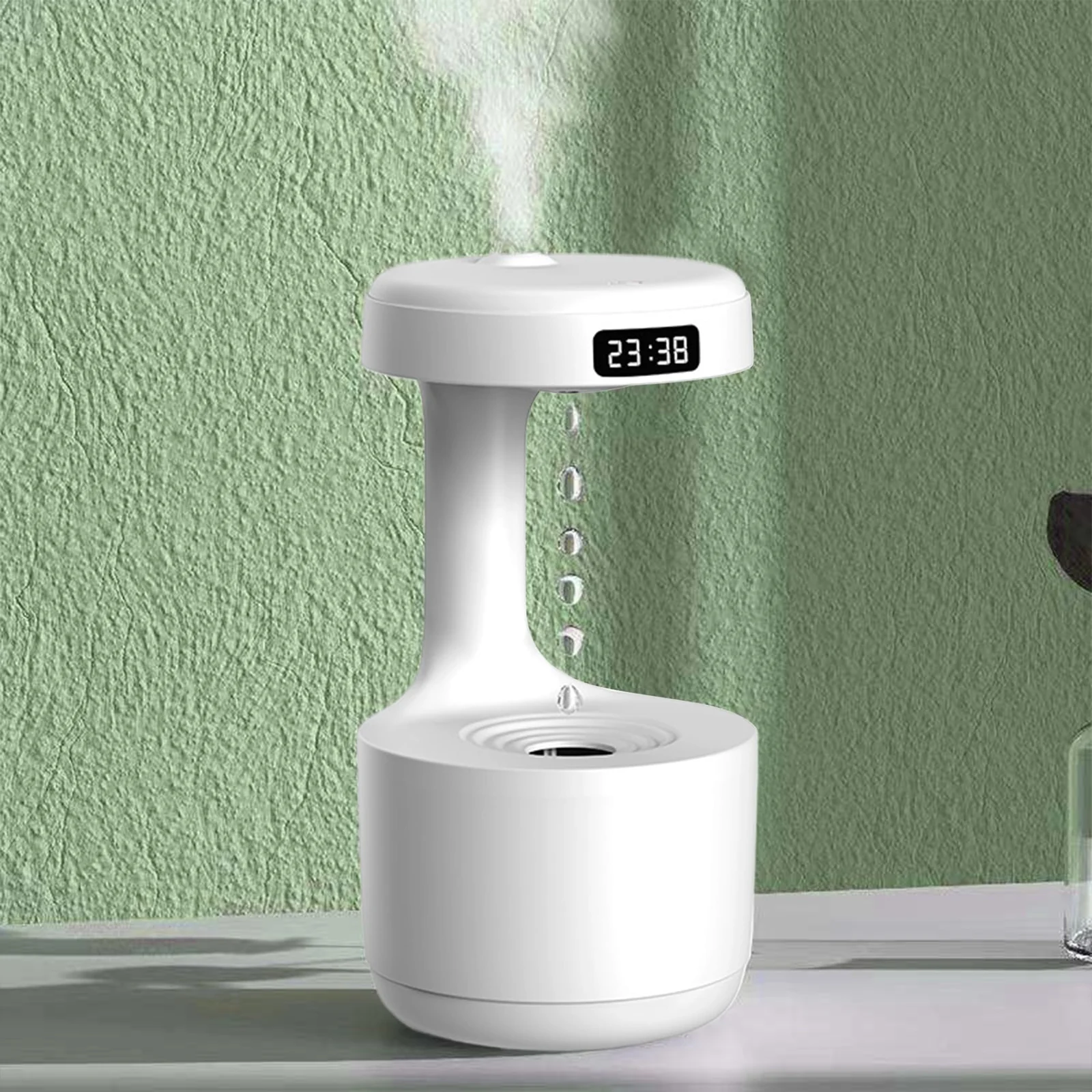 MOBIGON Anti-Gravity 600 ml Humidifier with Clock, White