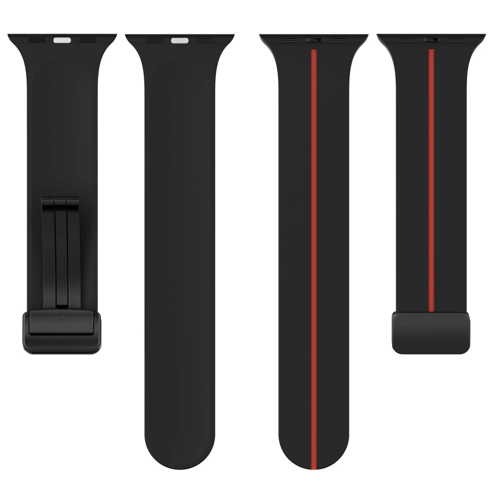 DL3 MOBILAK Magnetic Bands for Apple Watch Ultra/Ultra 2 Band 49mm 45mm 44mm 42mm 41mm 40mm 38mm,Soft Sport Silicone Strap for iwatch Series 9/8/7/6/5/4 (42mm/44mm/45mm/49mm) - Black & Red