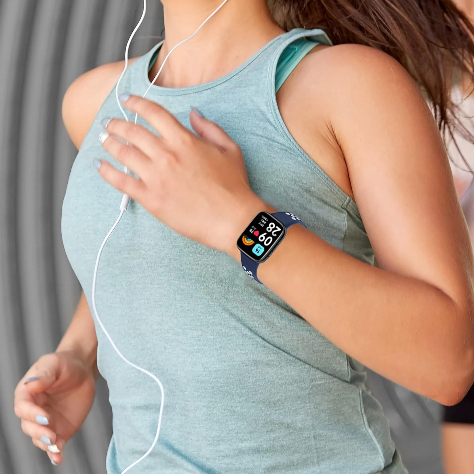 DL3 Mobilak Strap Silicone Compatible With Xiaomi Redmi Watch 3 Active/Redmi Watch 3 Lite, Sport Silicone Watch Band Wrist Strap, Bracelet Wristband Wrist Strap - Blue White