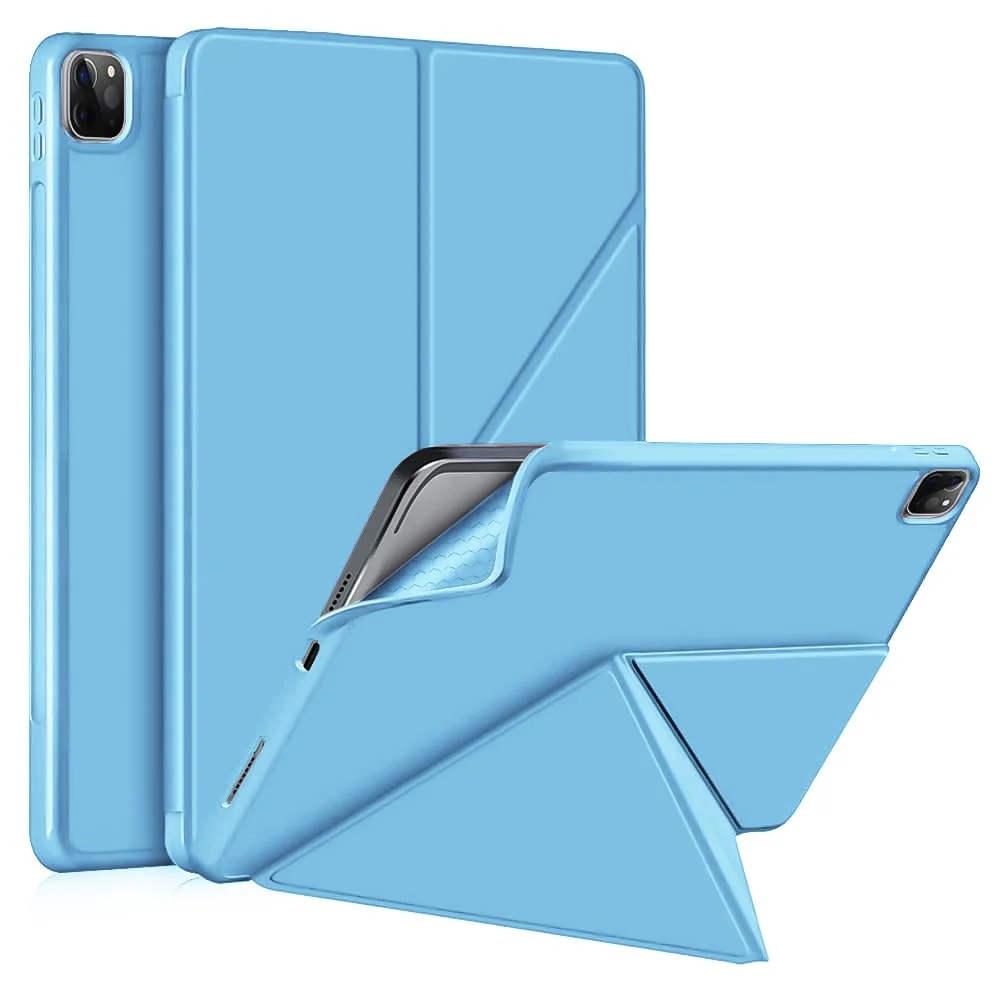 DL3 Mobilak Compatible with iPad Pro 11 Inch 2022(4th Gen)/2021(3rd Gen)/2020(2nd Gen) Case, Smart Stand, Pencil Holder, Shockproof Slim Lightweight Leather Cover, Modern Abstract Design - Sky Blue