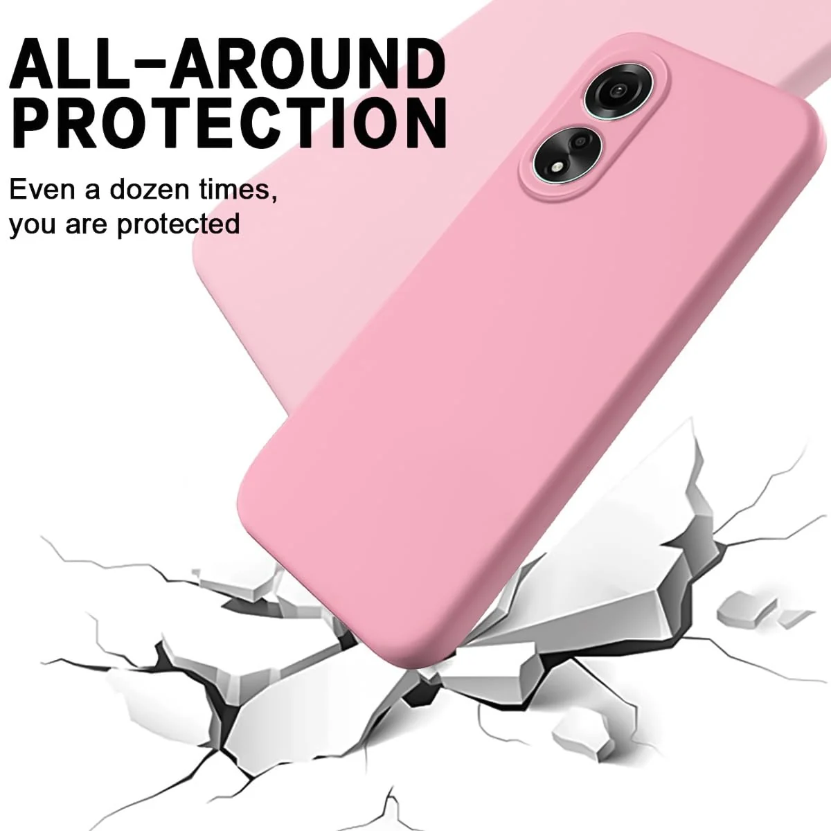 DL3 Mobilak Silicone Protective Case for OPPO A18, Shock-absorbing protection, Scratch-resistant surface, Soft microfiber lining - Pink