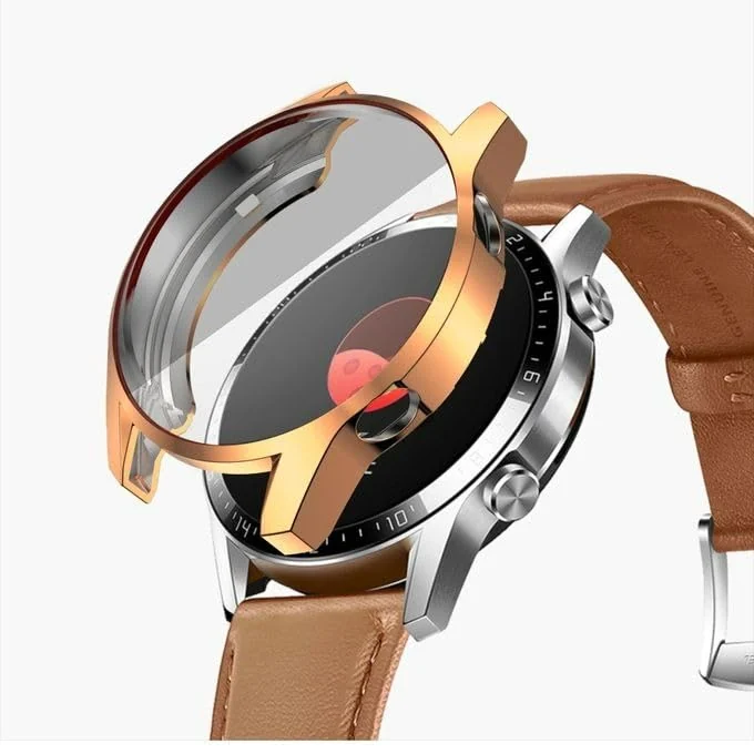 DL3 Mobilak Case Compatible with Huawei Watch GT2 46mm Case All-Around Screen Protector Watch Soft TPU Shockproof Cover Slim Guard Thin Bumper Shell Protector - Rose gold