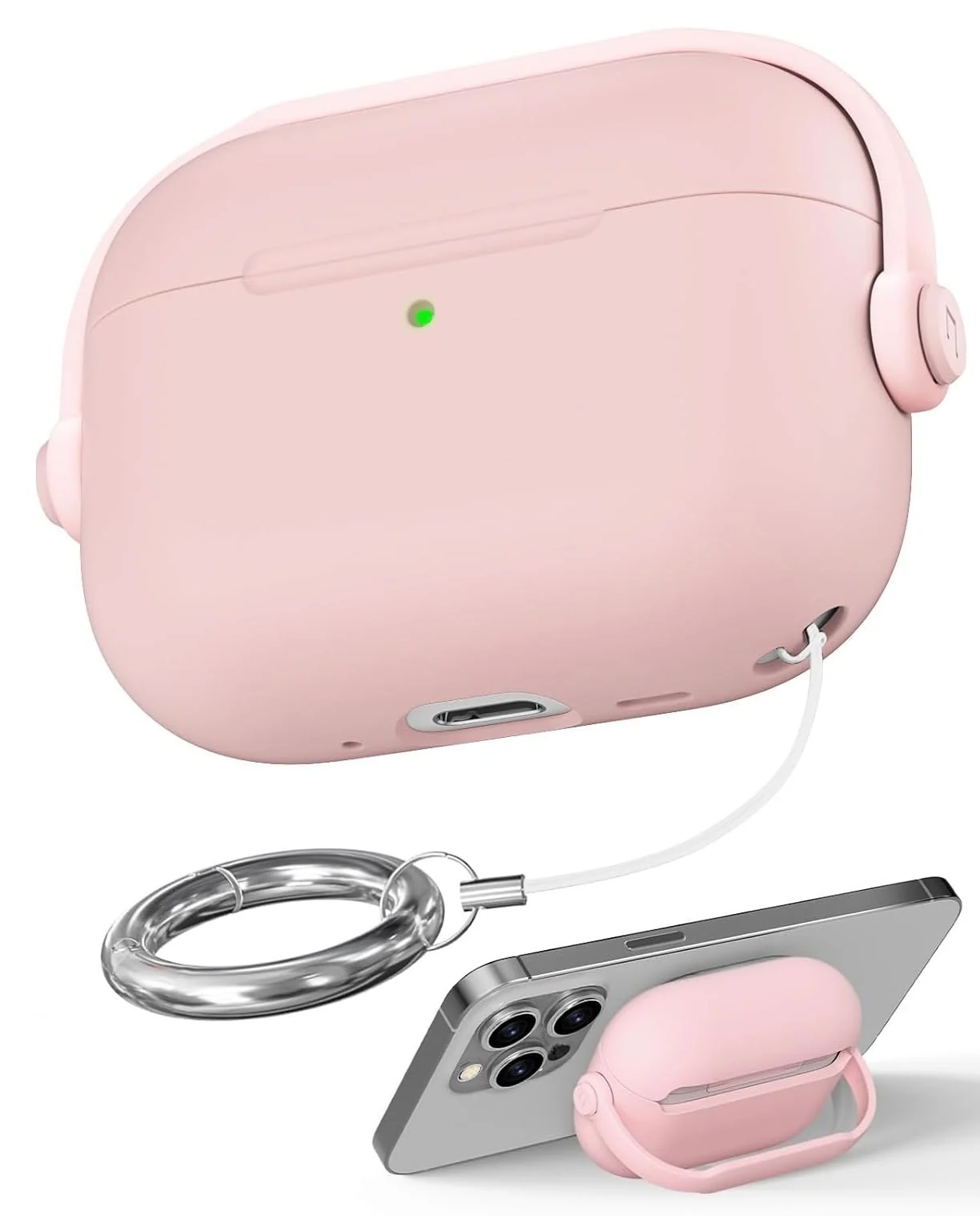 DL3 Mobilak Case for AirPods Pro 3 (2025) Protective [With Closure Lid] [Front LED Visible] [With Wrist Strap] Skin Case Compatible with (2025) AirPods Pro 3 - Cherry Pink
