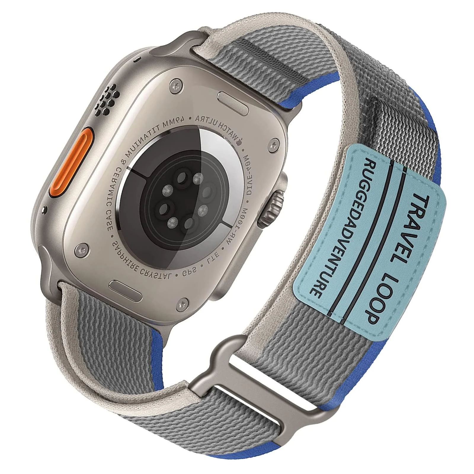 DL3 Mobilak Trail Loop Strap for Apple Watch Ultra Band 49mm 45mm 44mm 42mm iWatch Ultra Band Men Women, Rugged Sport Strap Soft Nylon Wristband for iWatch Ultra 2 Bands Series 9 8 7 6 5 4 3 2 1 SE - Blue Grey