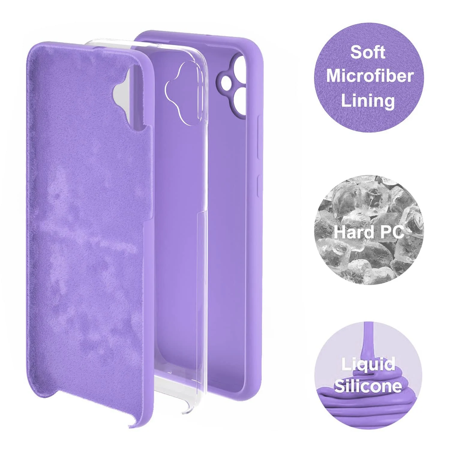 DL3 Mobilak Samsung Galaxy A04e Case, Soft Flexible Silicone Gel Rubber Bumper Cover, Full Body Shockproof Protective Phone Case - Light Purple