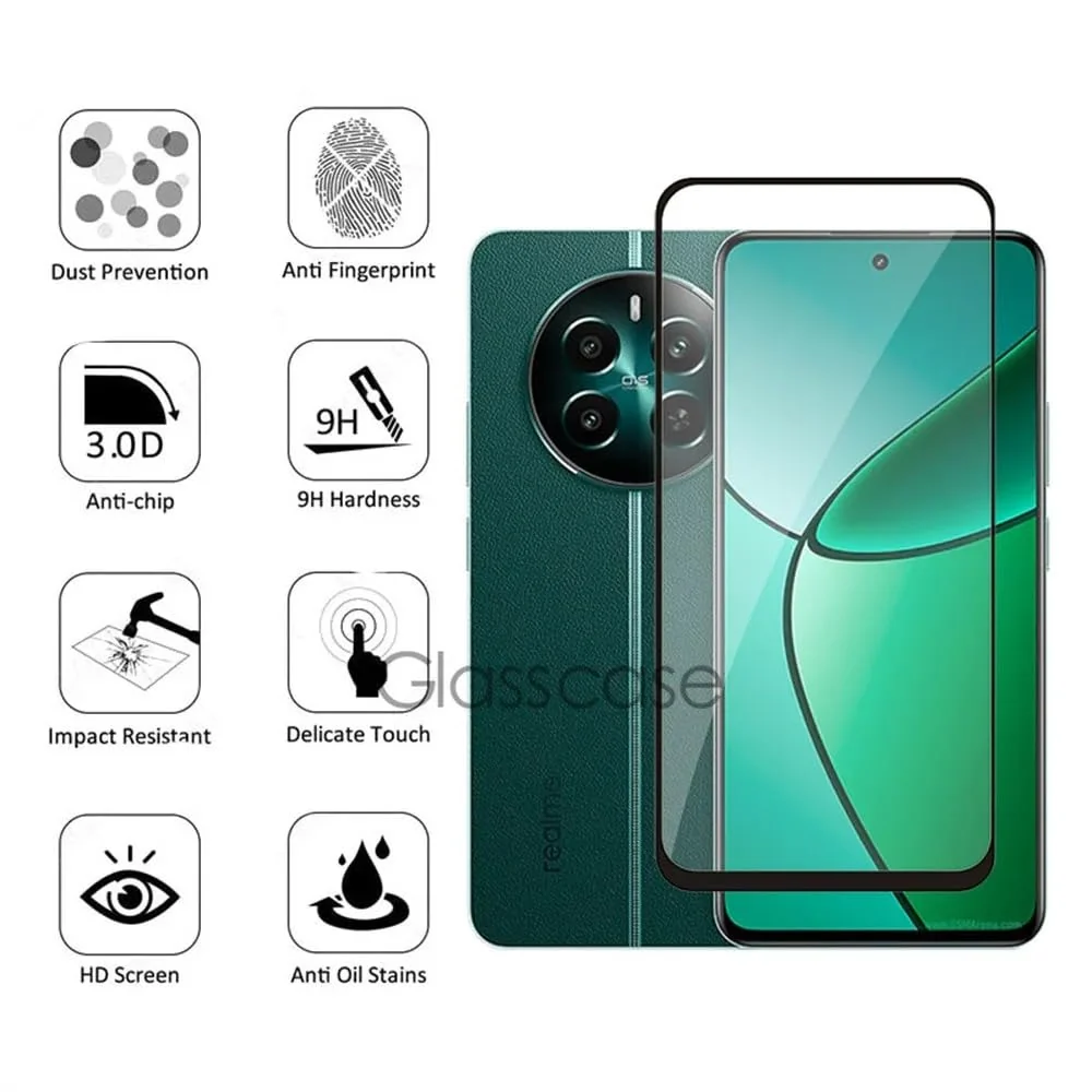 DL3 Mobilak 5D Full Glass Screen Protector For realme 13 4G/realme 12 4G/realme 12+ Plus 5G. Black Frame - Clear