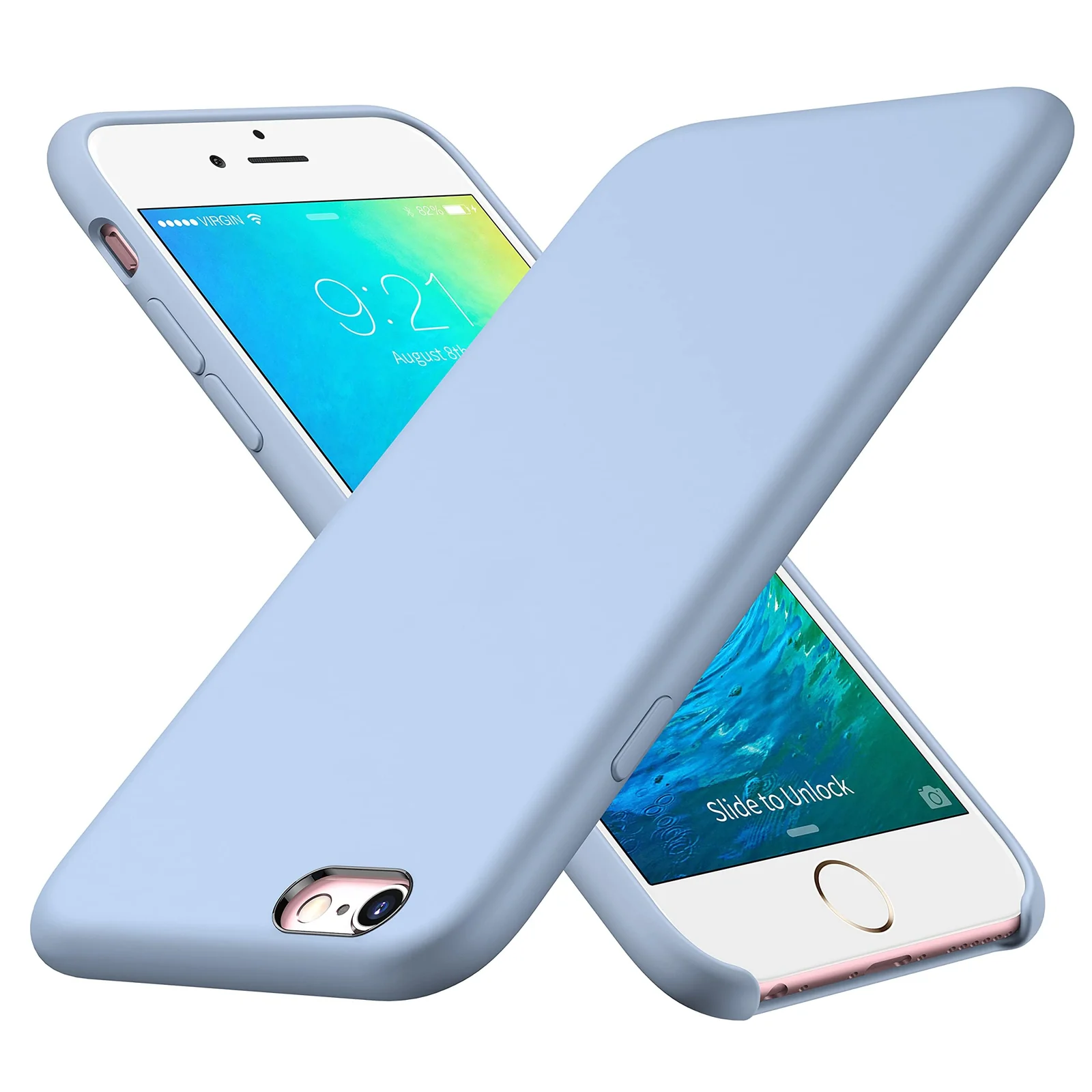 DL3 Mobilak Compatible with iPhone 6 Plus / 6S Plus Case, Liquid Silicone Case, Full Body Protective Cover, Shockproof, Slim Phone Case, Anti-Scratch Soft Microfiber Lining - Baby Blue
