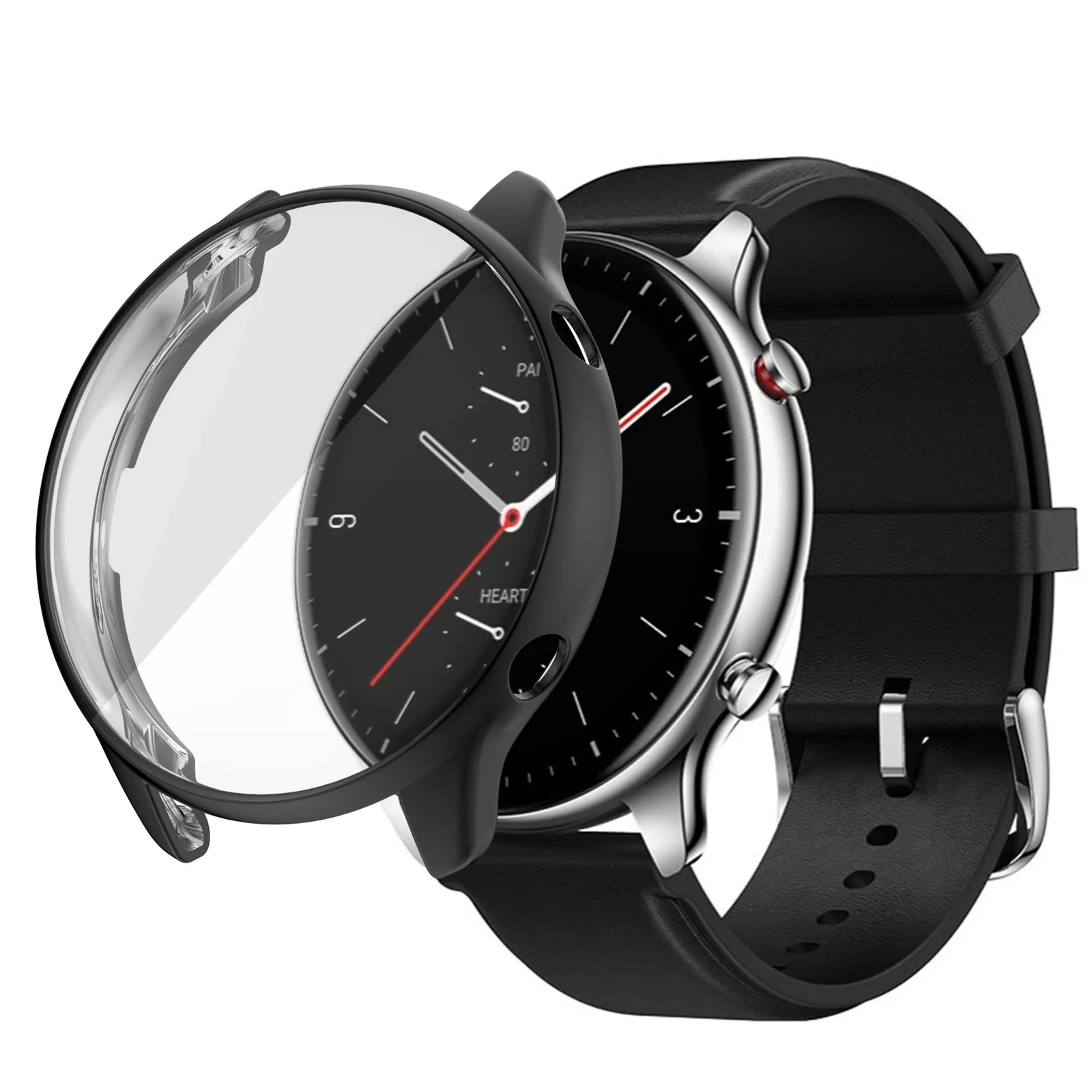 DL3 Mobilak Case Compatible with Amazfit GTR 2 & GTR 2e Case All-Around Screen Protector Watch Soft TPU Shockproof Cover Slim Guard Thin Bumper Shell Protector - Black