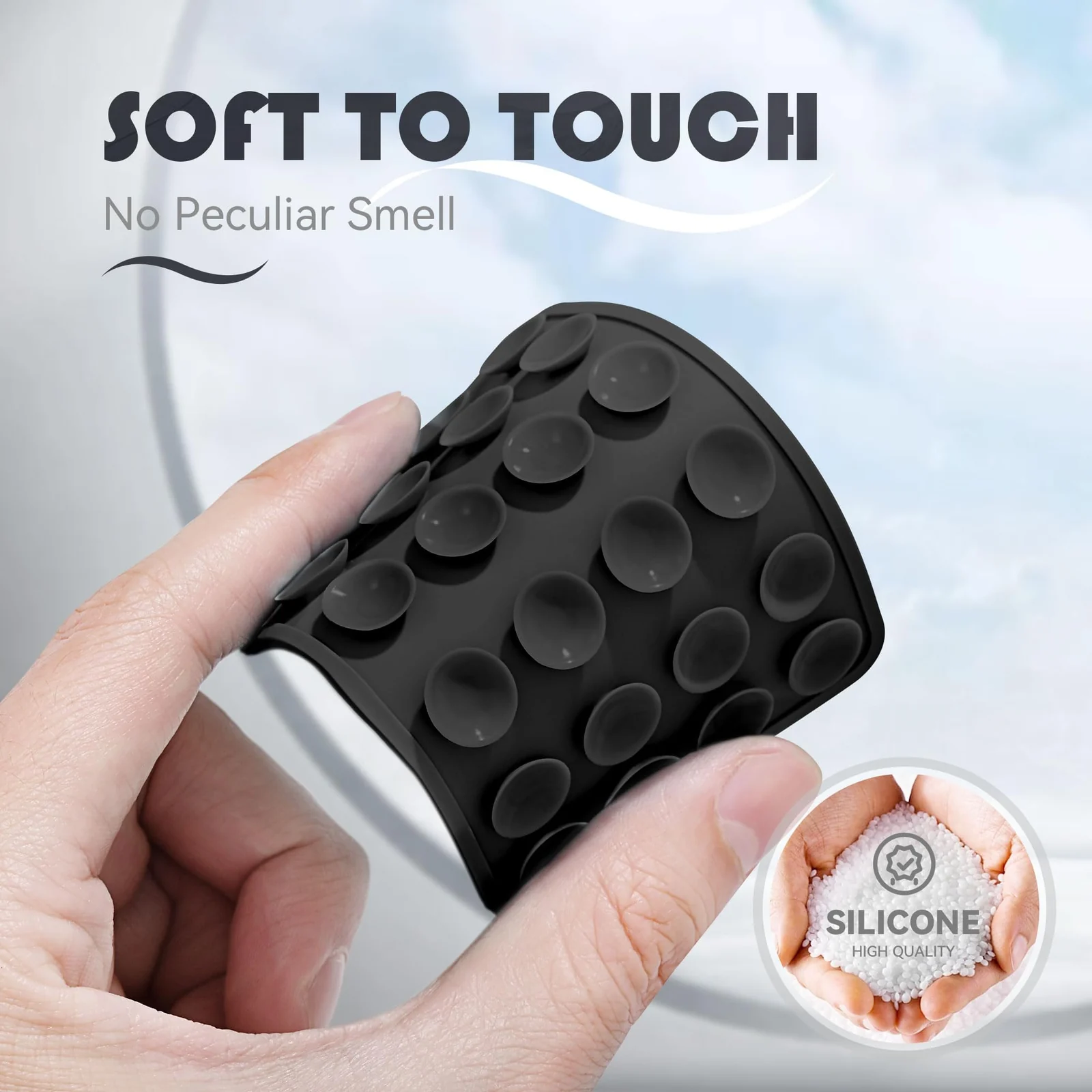 DL3 MOBILAK Silicone Suction Phone Case Mount, Sillicon Adhesive Phone Accessory for iPhone and Android, Hands-Free Fidget Toy Mirror Shower Phone Strong Grip Holder, Videos and Selfies - Black