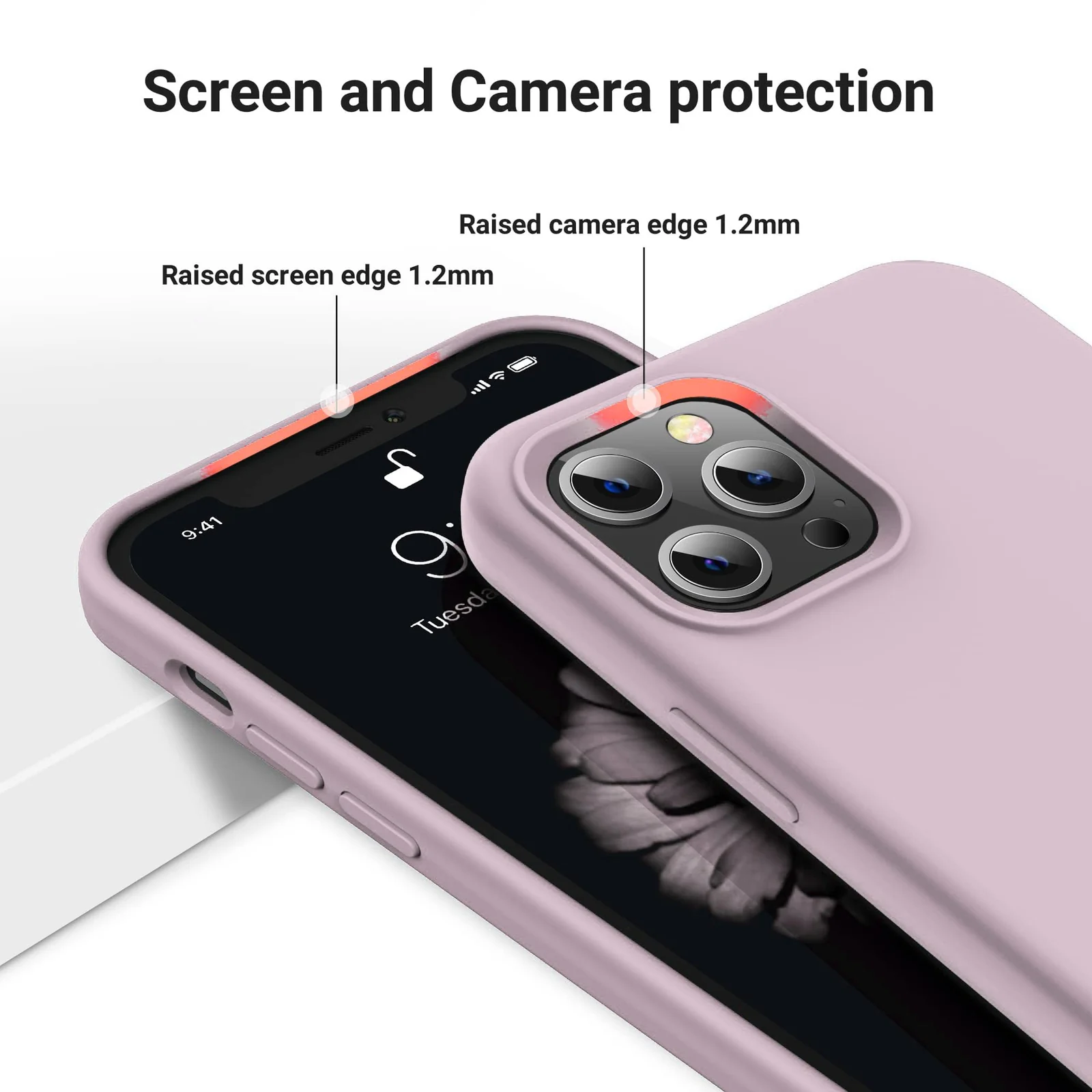 DL3 Mobilak Liquid Silicone Protective Case for iPhone 15 Pro Max with Camera Protection and Microfiber Lining - Light Pink
