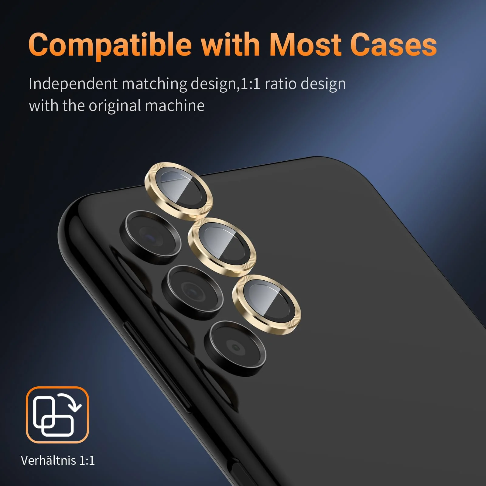 DL3 Mobilak Camera Lens Protector for Samsung Galaxy S24 FE Accessories, 9H Tempered Glass Metal Individual Ring Camera Cover Screen Protector for Samsung S24 FE, Case Friendly, Anti Scratch - Gold