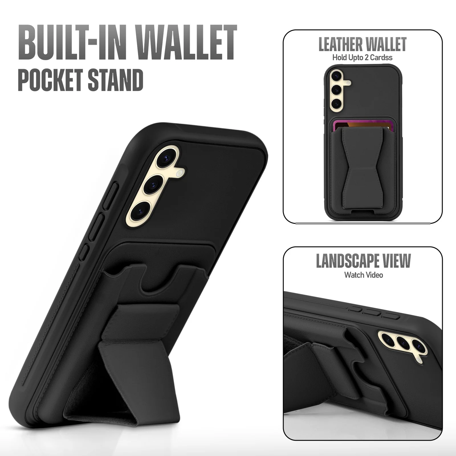 DL3 Mobilak Leather Wallet Case with Card Slot for Samsung Galaxy A17 / A26 5G with Camera Protection and Shockproof Design - Black