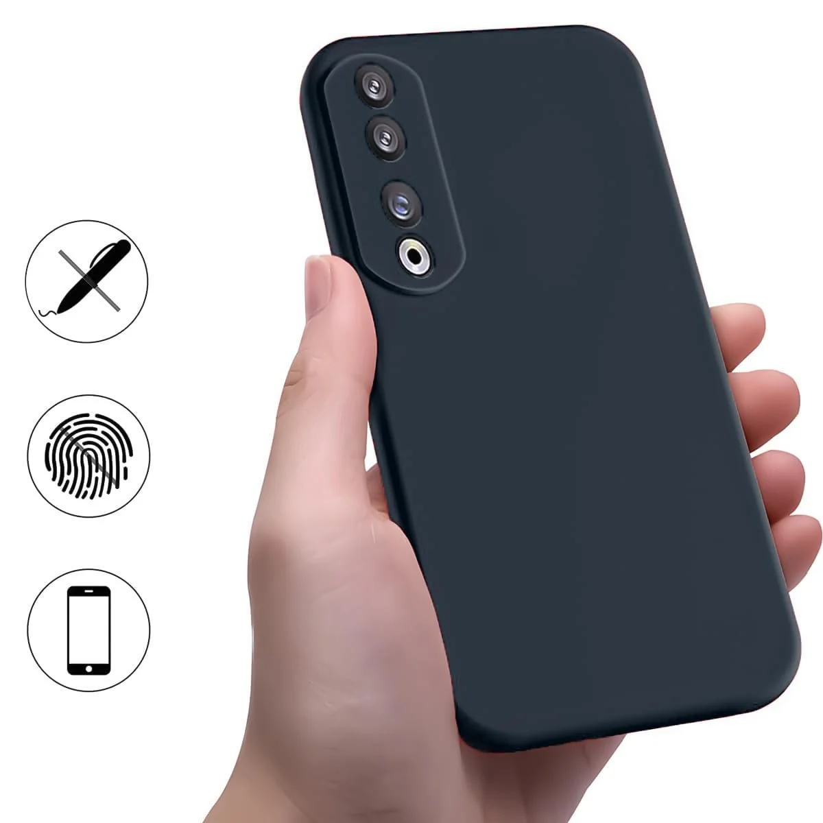 DL3 Mobilak Silicone Protective Case for Honor 90, Shock-absorbing protection, Scratch-resistant surface, Soft microfiber lining - Midnight Blue
