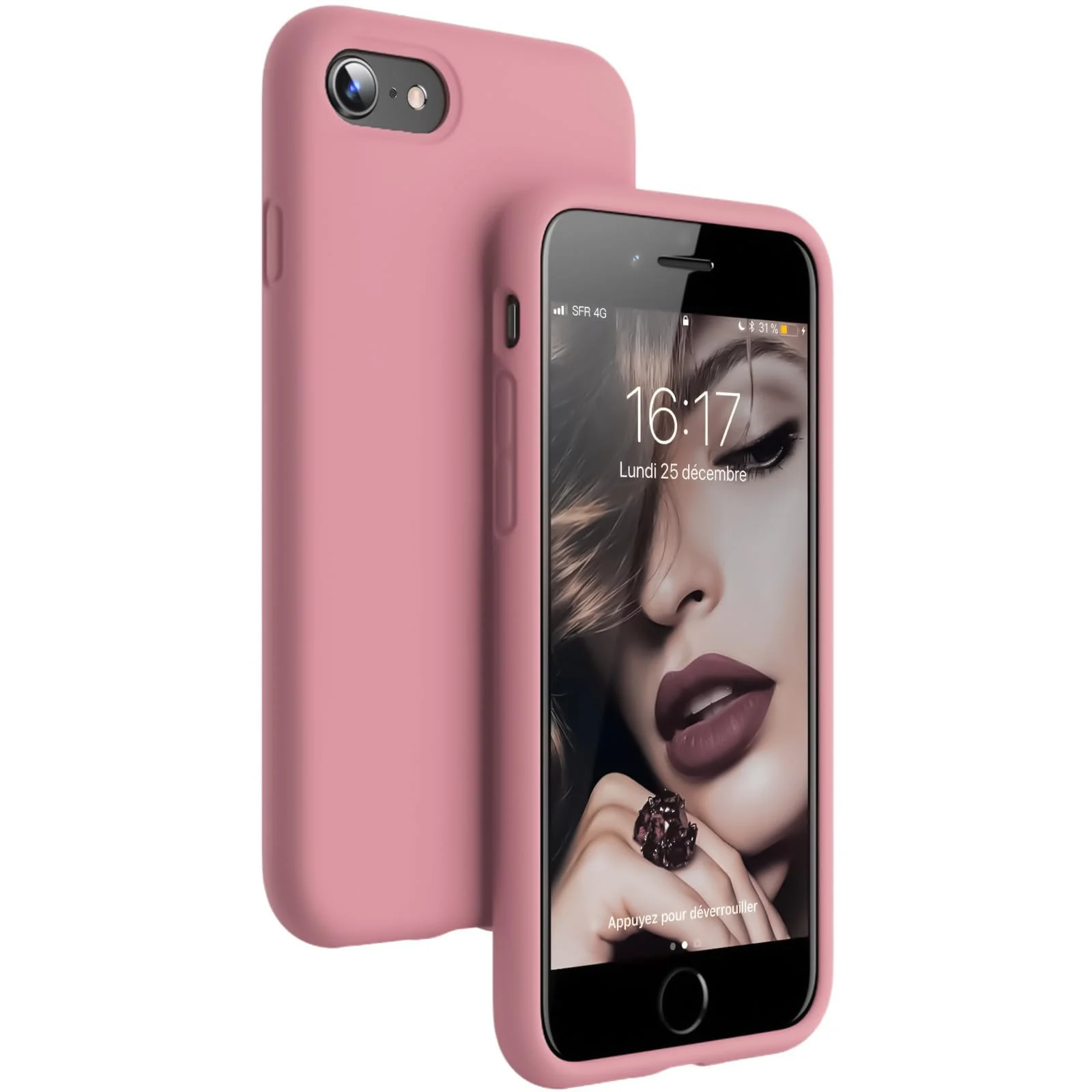 DL3 Mobilak Liquid Silicone Case for iPhone 7 / 8, Shock-absorbing protection, Scratch-resistant surface, Slim, lightweight profile - Pink