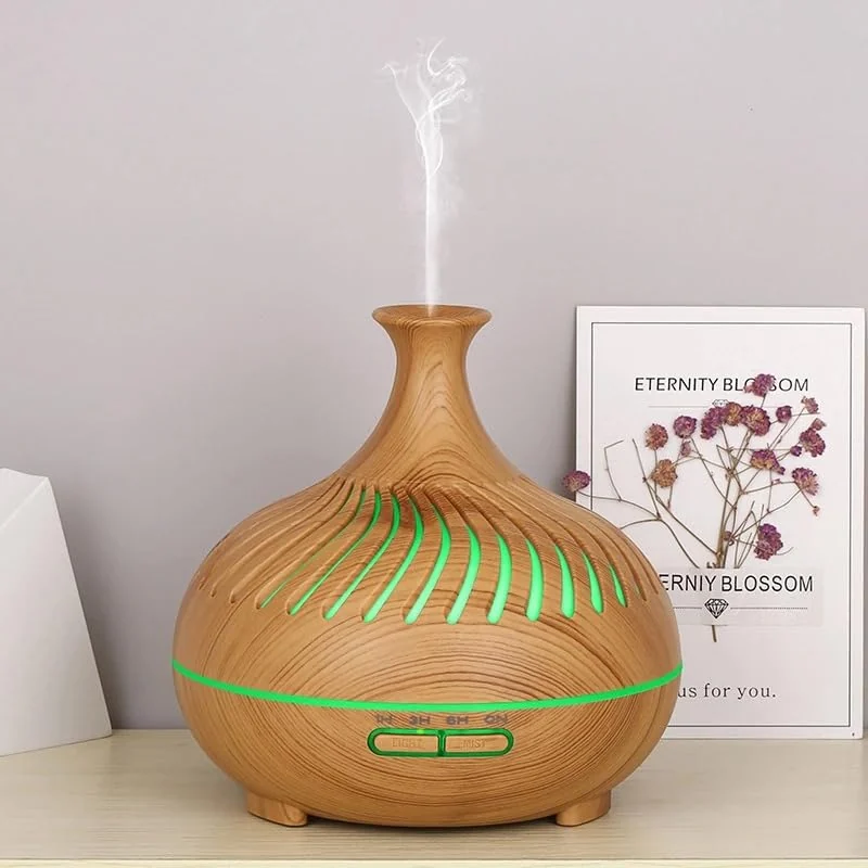 Mobigon Essential Oil Diffuser, Aromatherapy Diffuser 500ml with Remote Control, 4 Timer & Auto-Off Safety Switch, 7 Color LED Lights Mode, 10 Hours Quiet Humidifier for Bedroom - C.Light Woody